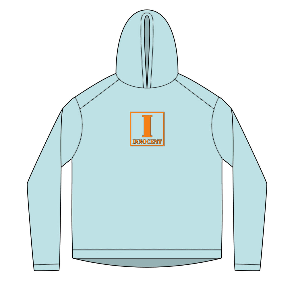 Solar Hoodie — Minimal Orange 'I' Logo Chest Pullover