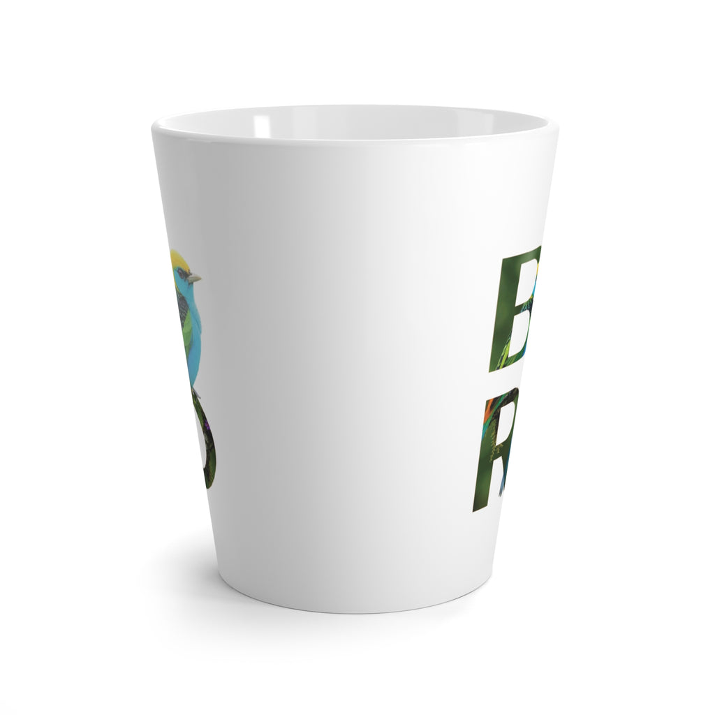 Bird Latte Mug — Colorful Tropical Bird Graphic Coffee Cup