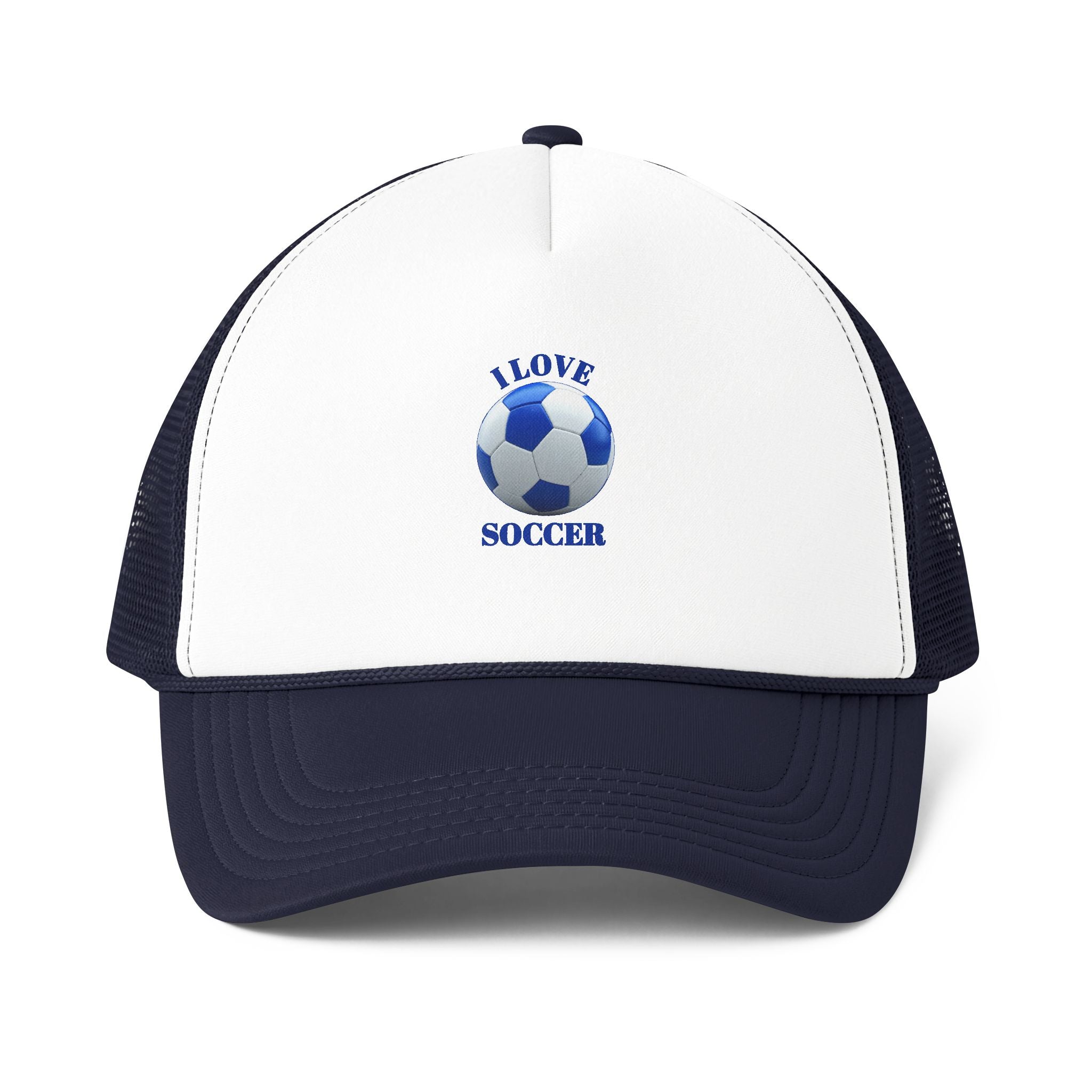 Soccer Trucker Cap — "I Love Soccer" Foam Mesh-Back Hat