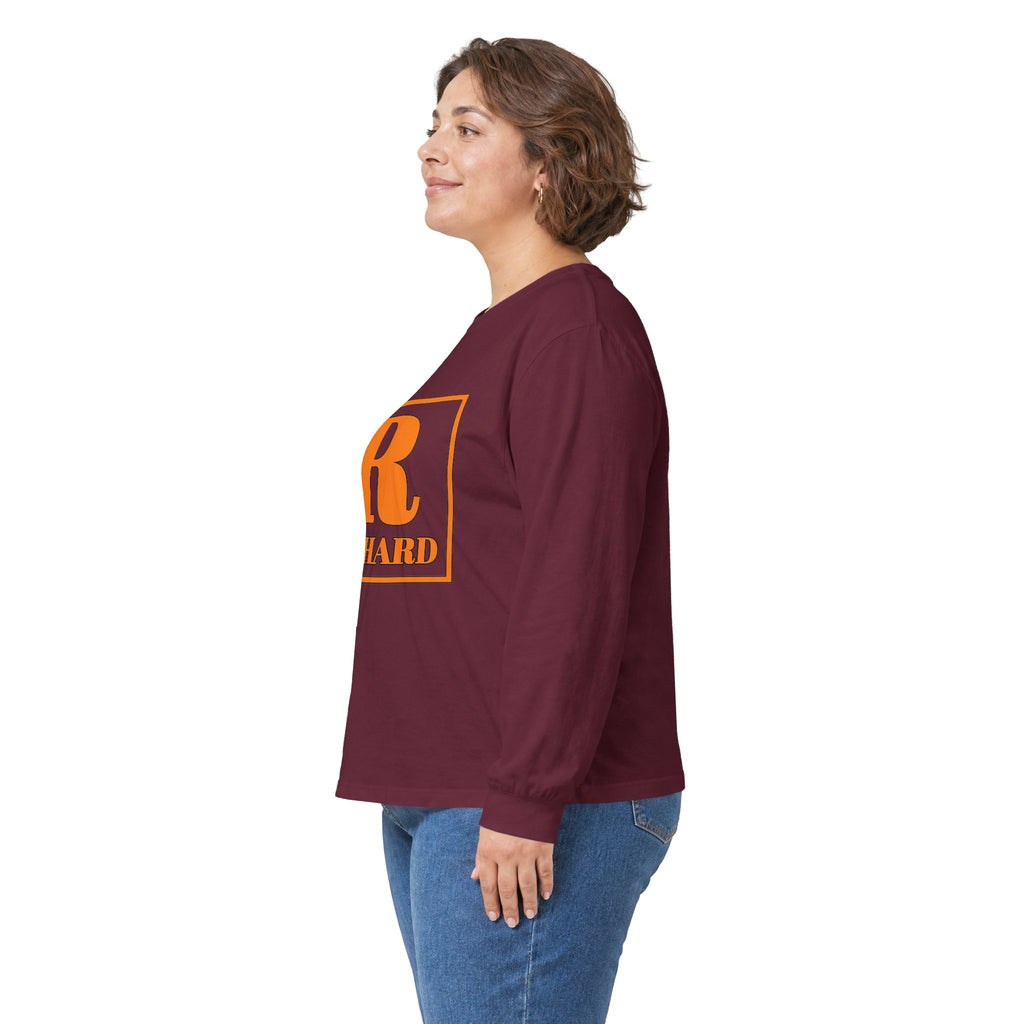 Richard Monogram Long Sleeve Tee — Retro Orange Initial R Shirt