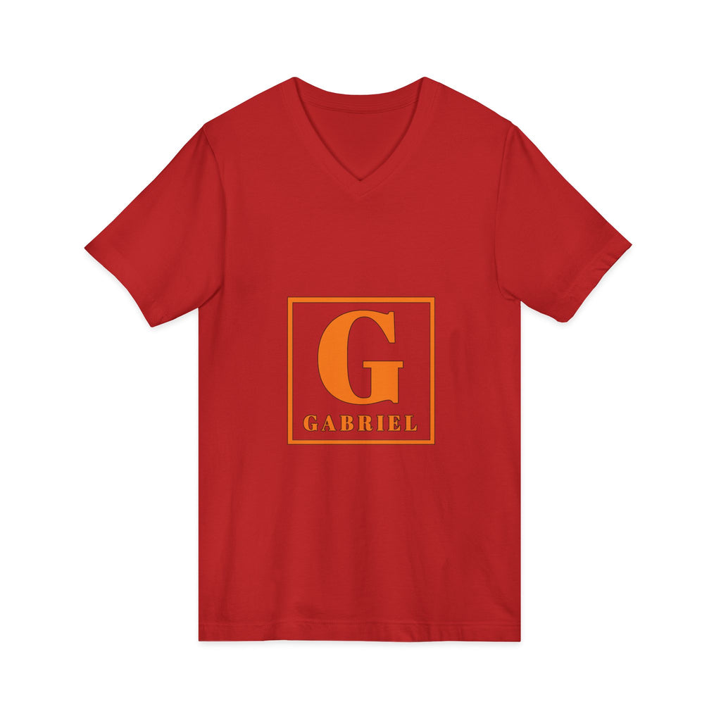 Gabriel Monogram V-Neck Tee — Personalized Initial 'G' Chest Print