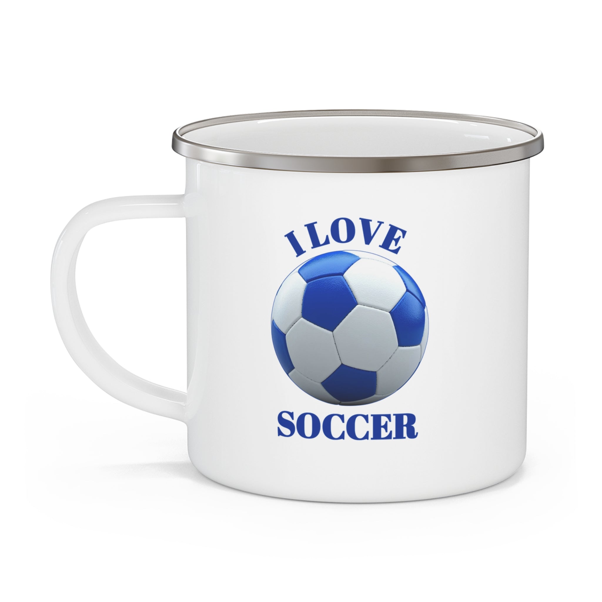 Enamel Mug — I Love Soccer Camping Cup | Soccer Fan Gift