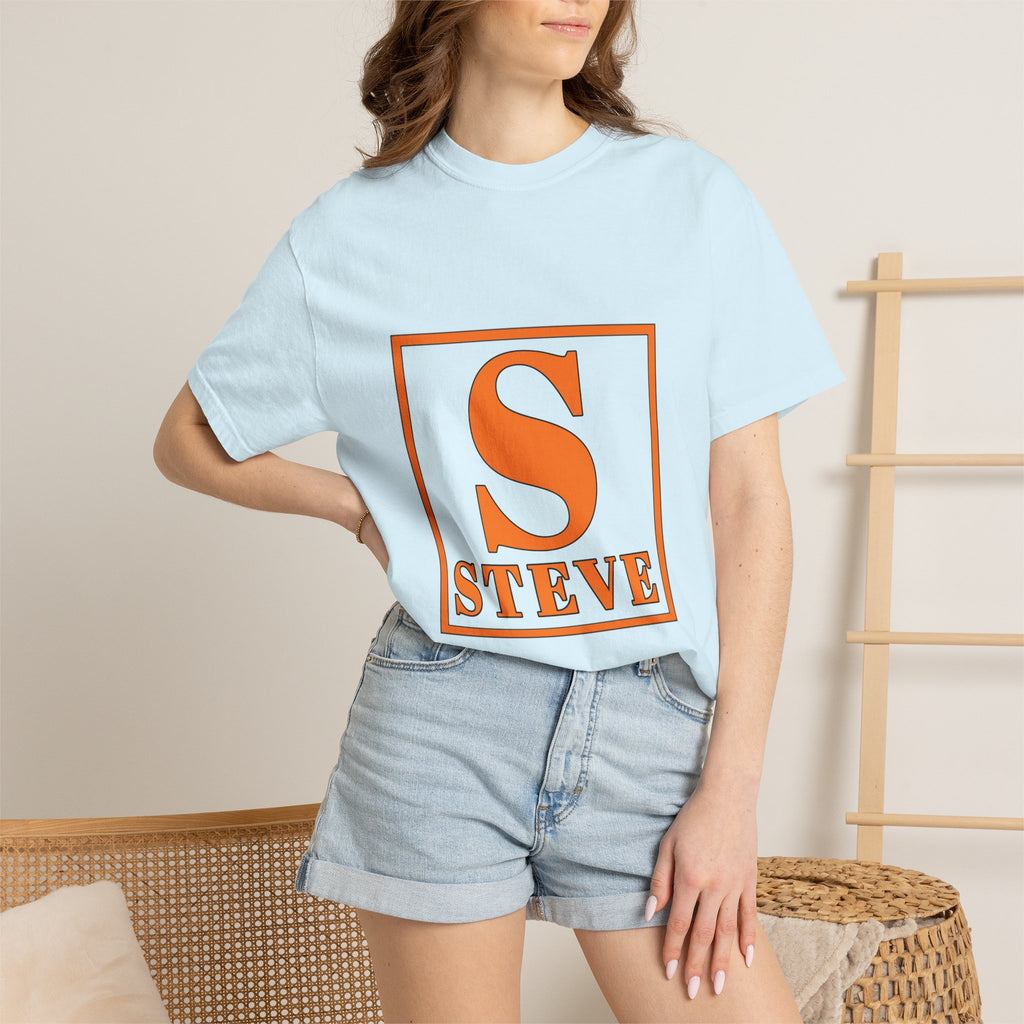 Steve Monogram T‑Shirt — Orange Initial Box Design