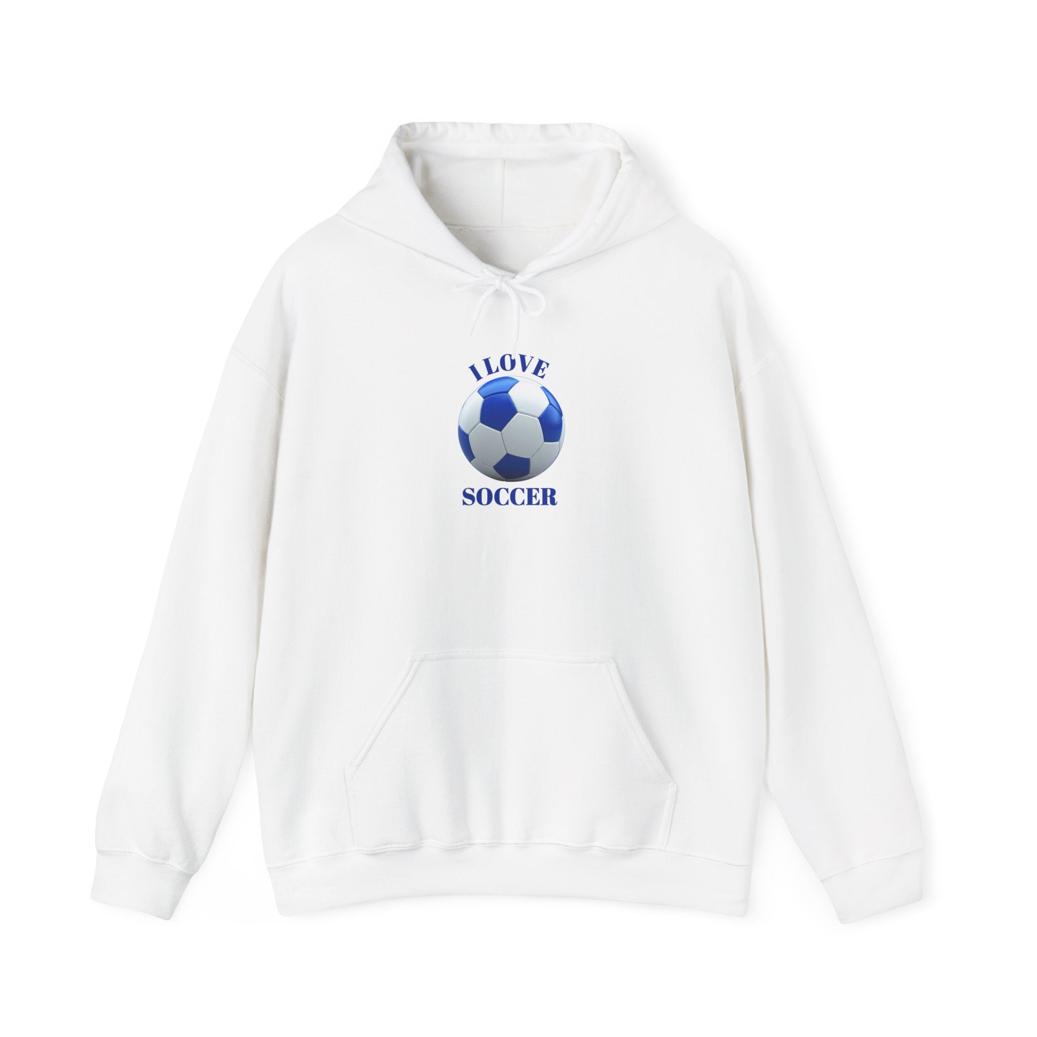 I Love Soccer Hoodie - Blue Soccer Ball Graphic Pullover
