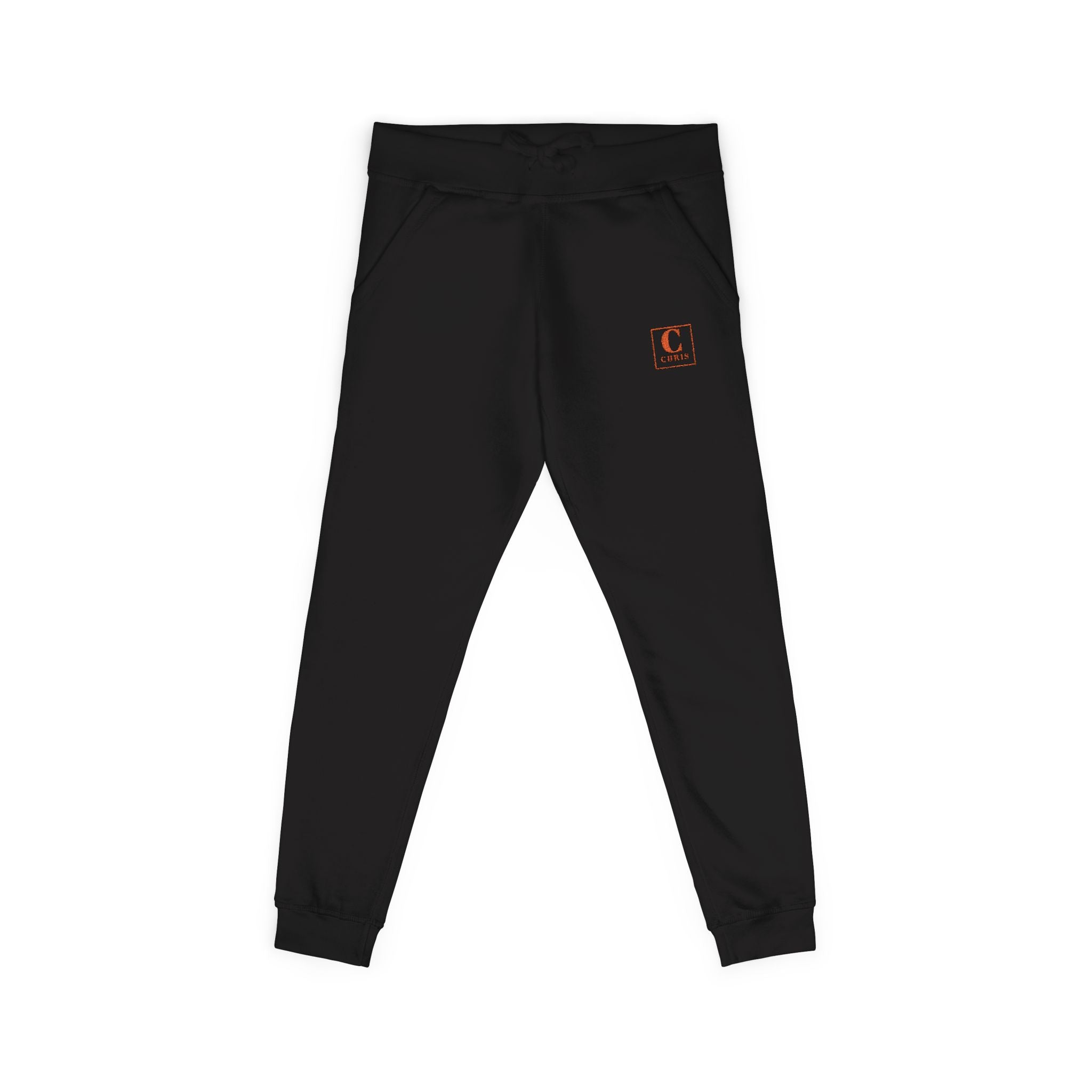 Embroidered Cozy Sweatpants — Minimal Red Crest Lounge Joggers