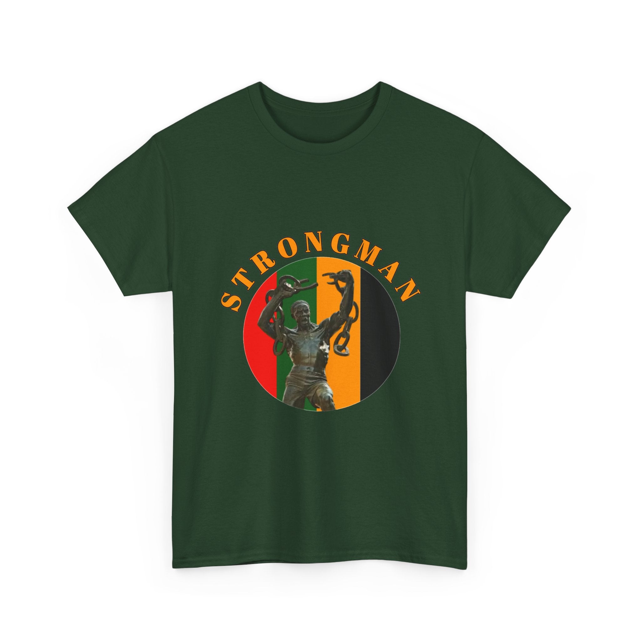 Strongman Retro Graphic Tee — Vintage Weightlifting Statue Design
