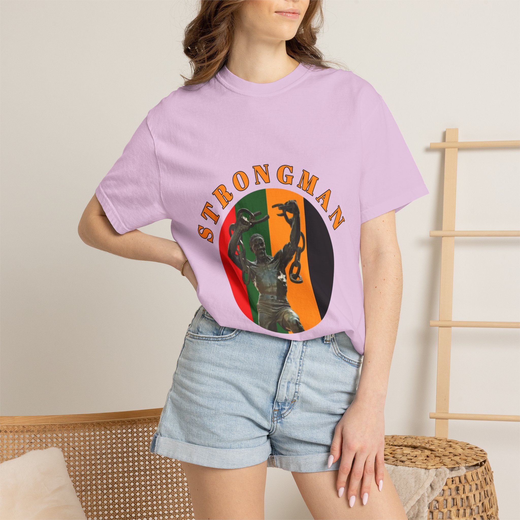 Strongman Statue Vintage-Style T-Shirt — Retro Weightlifting Graphic Tee