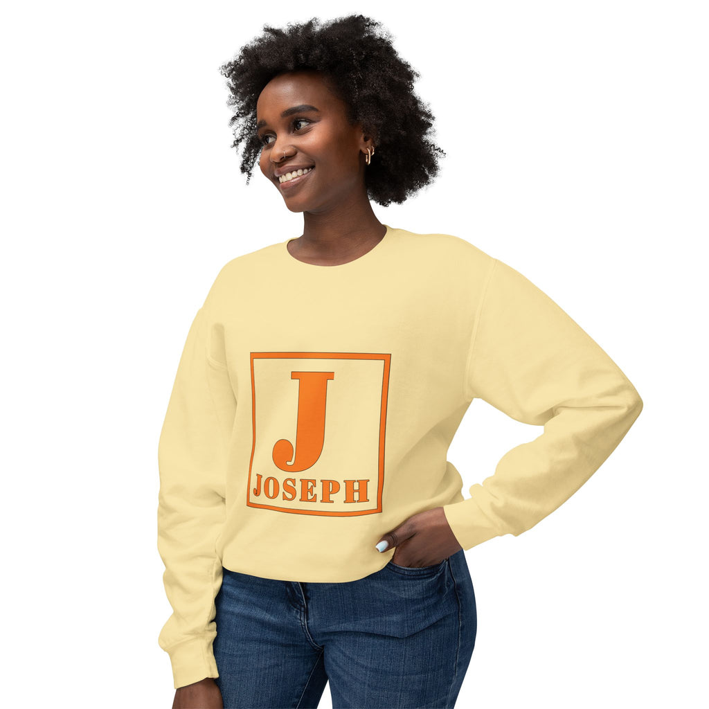 Personalized 'Joseph' Initial Crewneck Sweatshirt — Orange Monogram