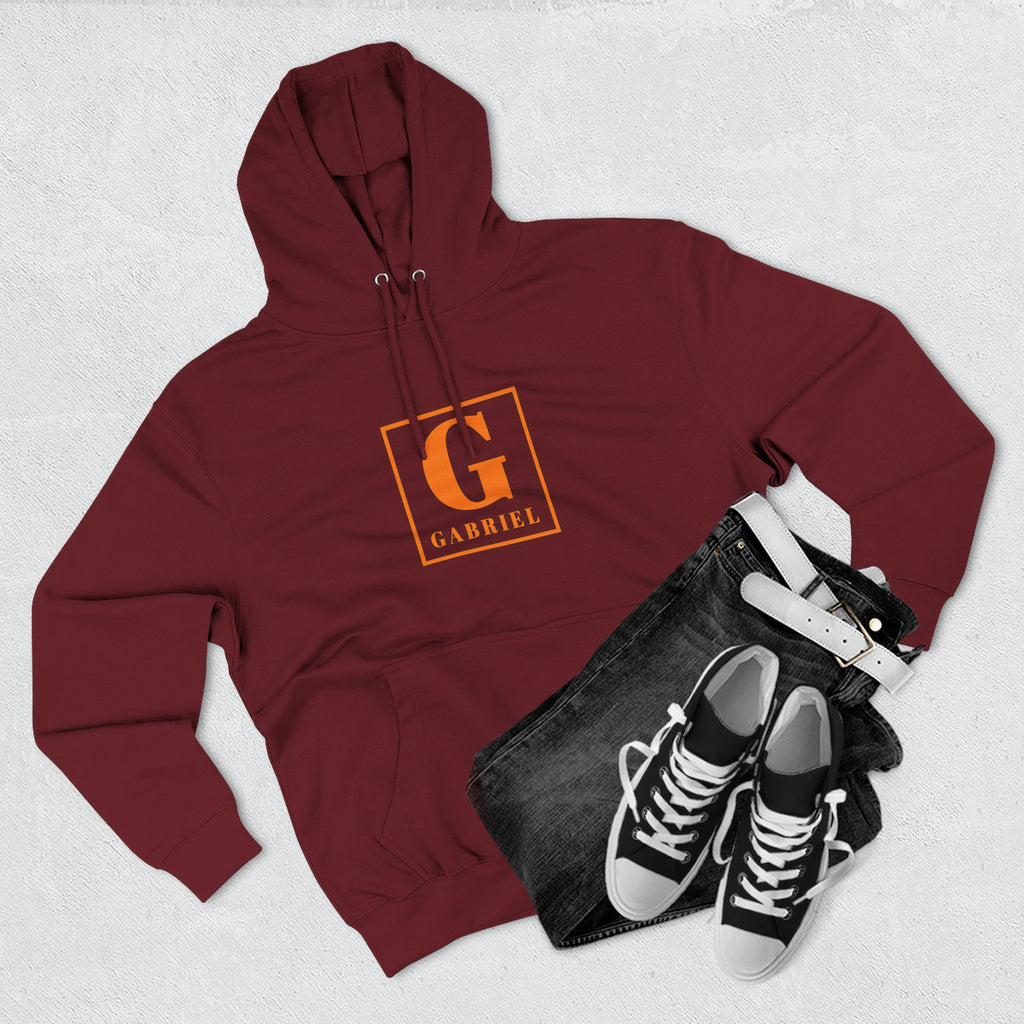 Gabriel Monogram Hoodie — Orange Square Initial G Fleece Hoodie