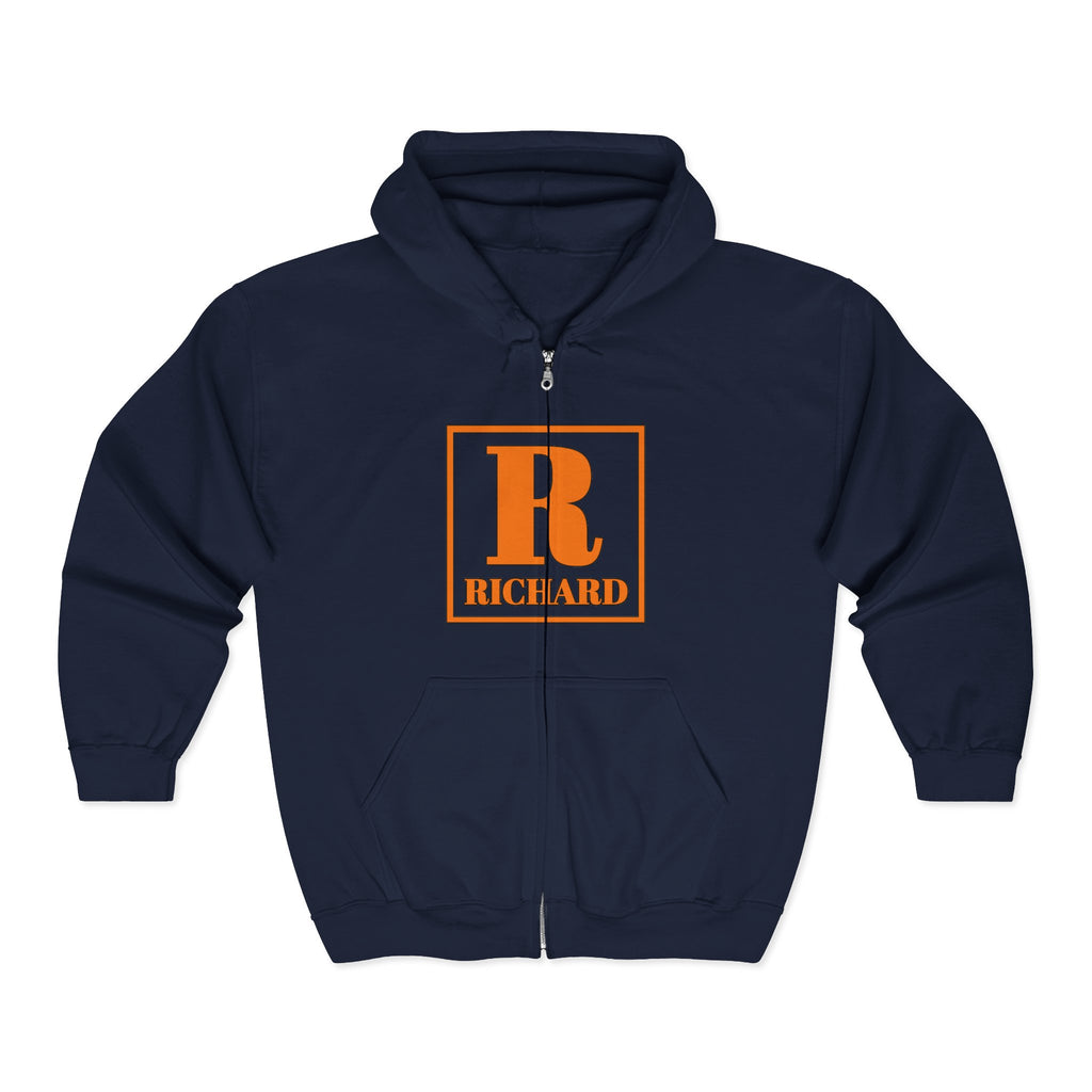 Richard Monogram Zip Hoodie — Personalized Initial R Sweatshirt