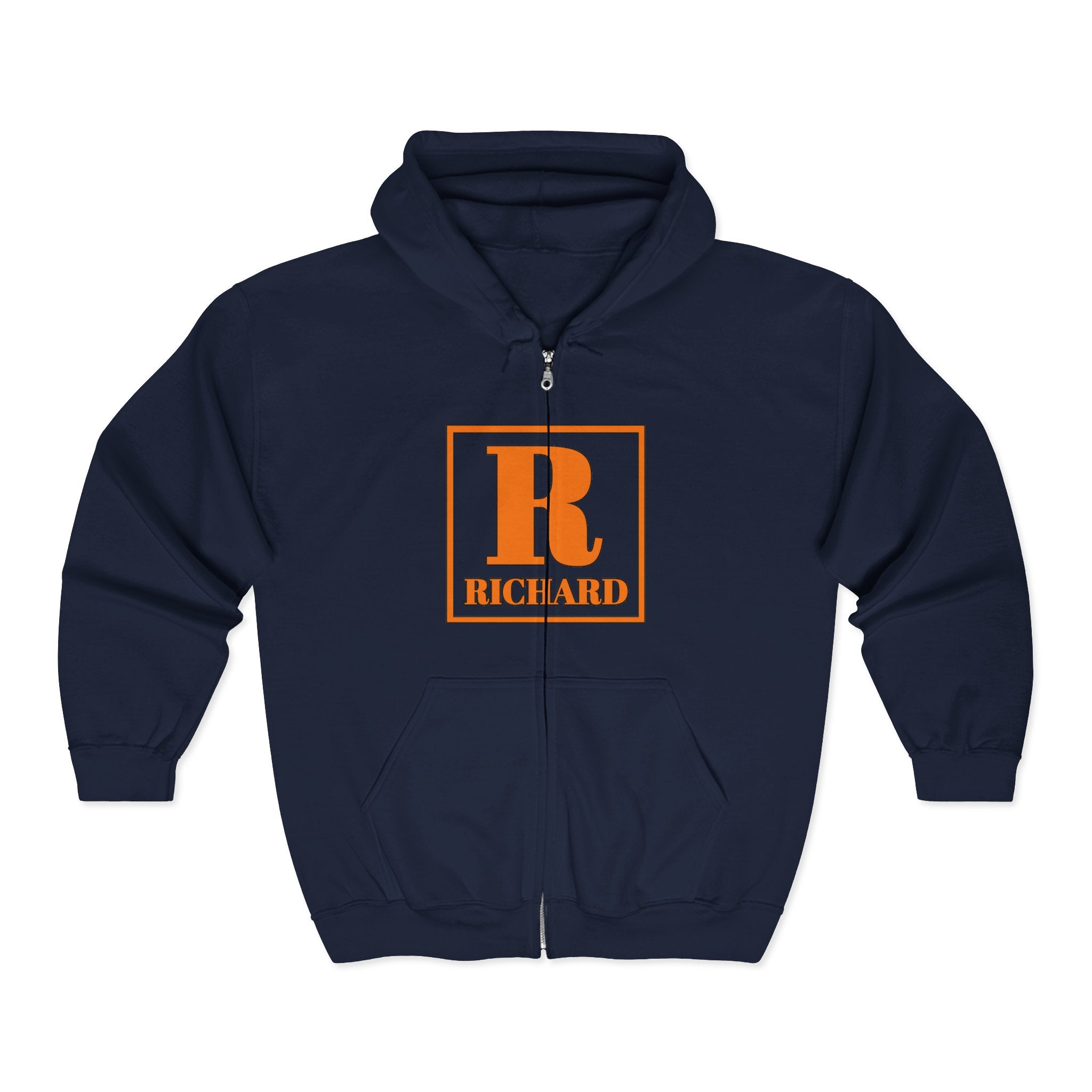 Richard Monogram Zip Hoodie — Personalized Initial R Sweatshirt