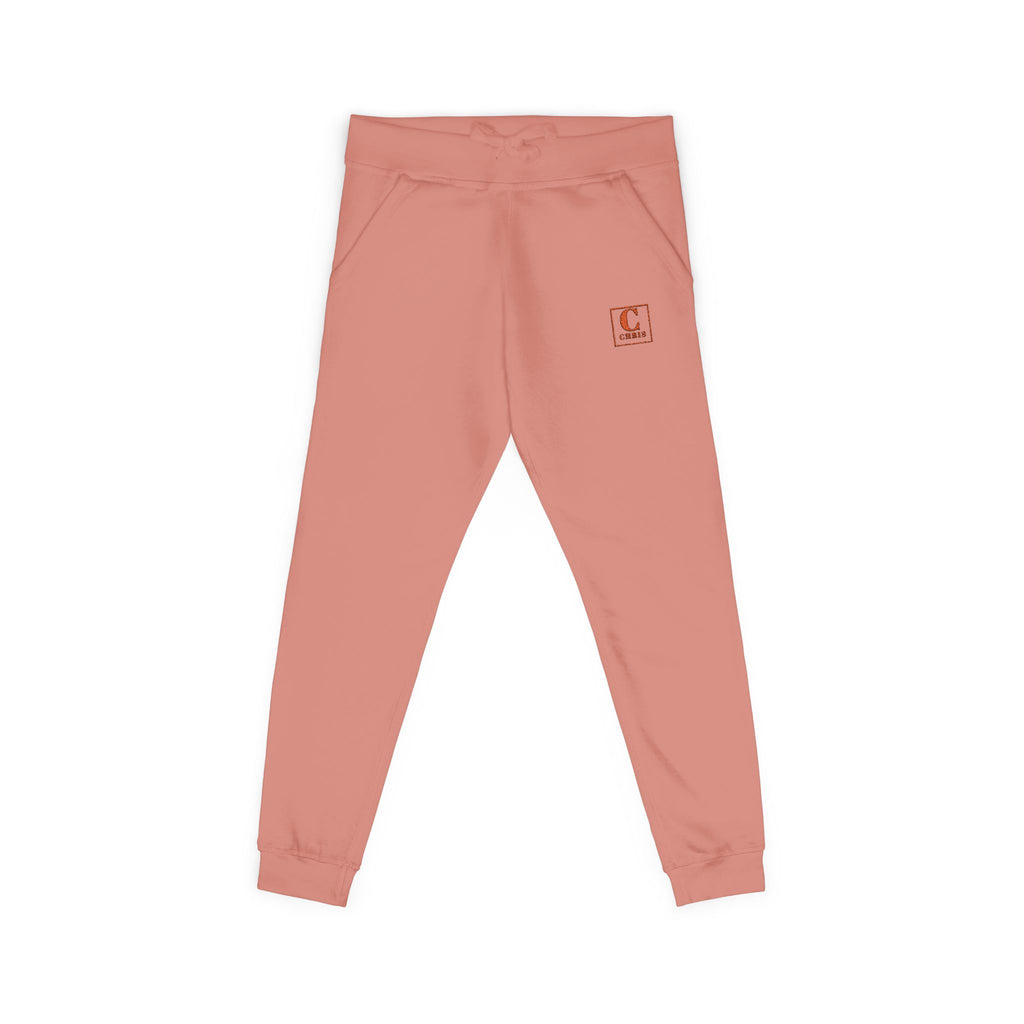 Embroidered Cozy Sweatpants — Minimal Red Crest Lounge Joggers