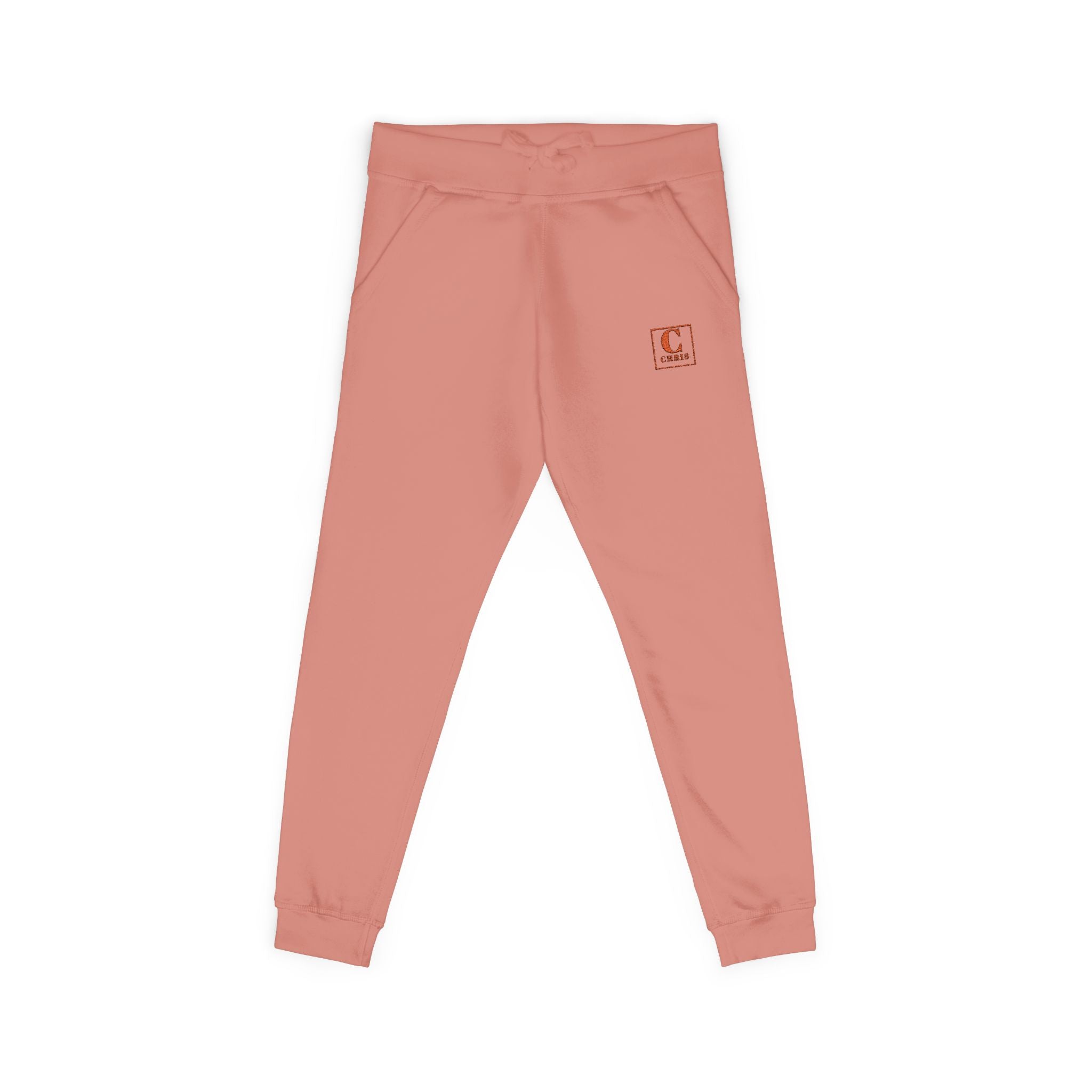 Embroidered Cozy Sweatpants — Minimal Red Crest Lounge Joggers
