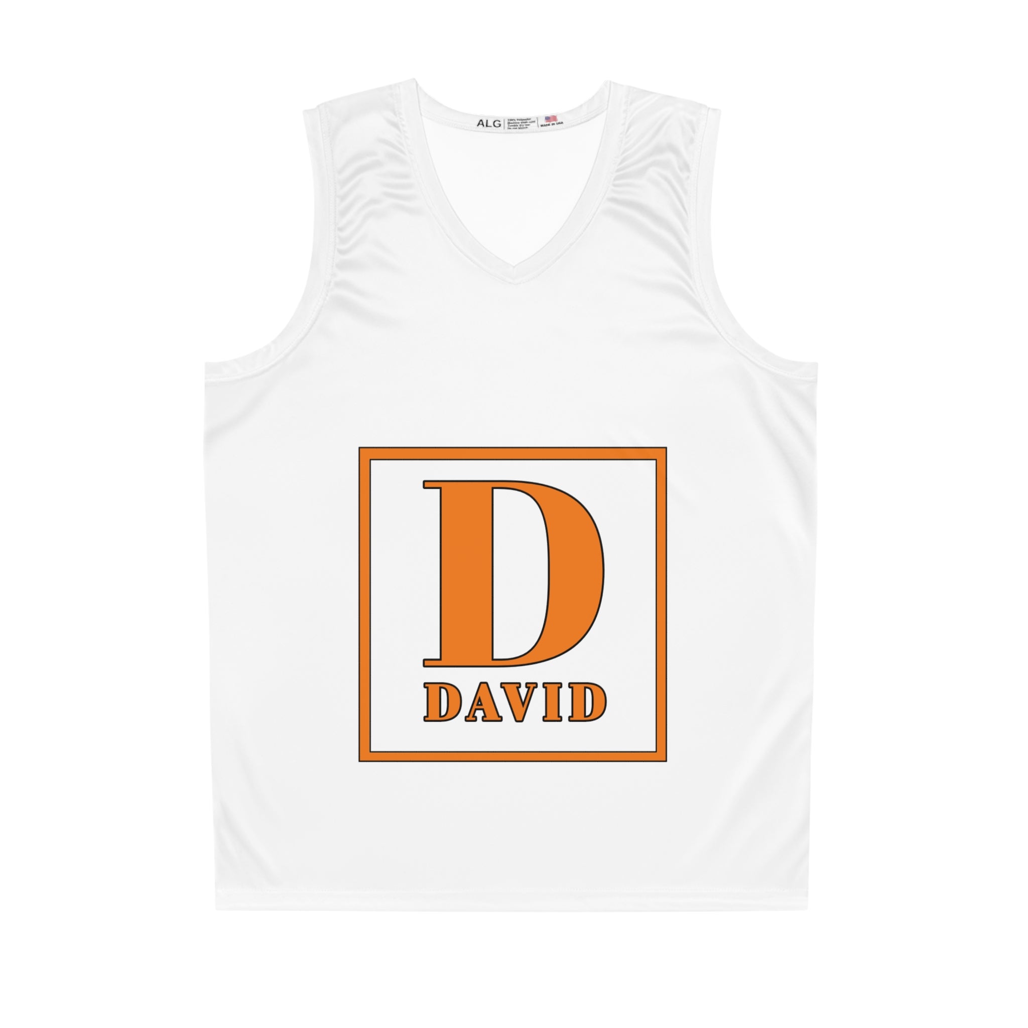Personalized Basketball Jersey — Orange Monogram “D DAVID” Sports Tank