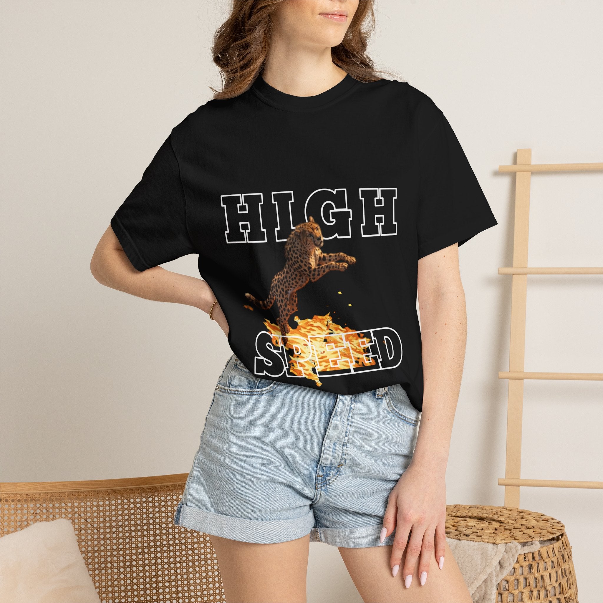 Cheetah Jumping on Fire T-Shirt — Funny Pizza Lover Graphic Tee