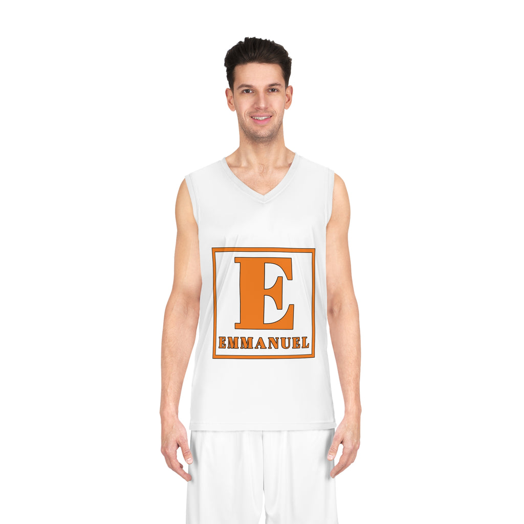 Emmanuel Basketball Jersey - Orange Block E Team Tank