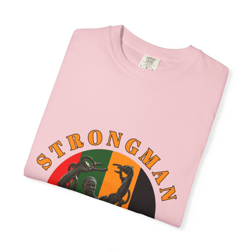 Strongman Statue Vintage-Style T-Shirt — Retro Weightlifting Graphic Tee