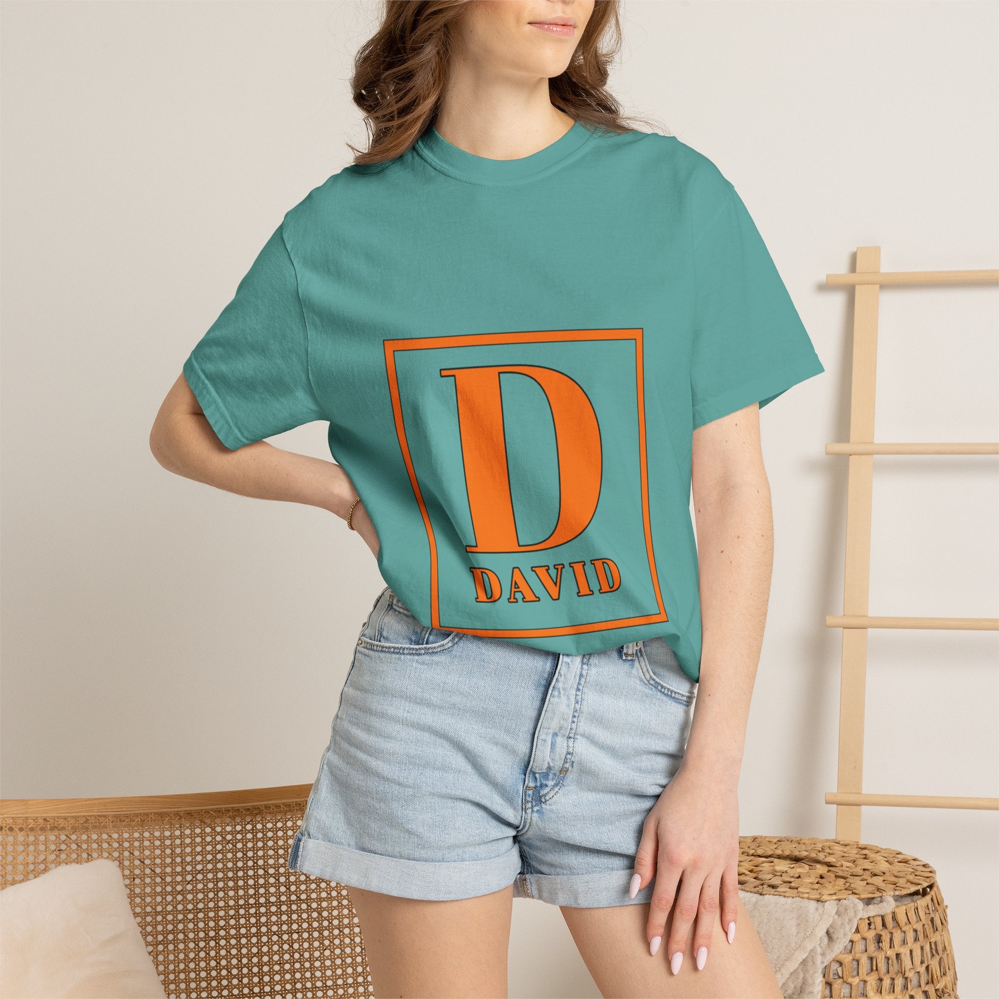David Monogram T-Shirt — Bold Initial Box Graphic