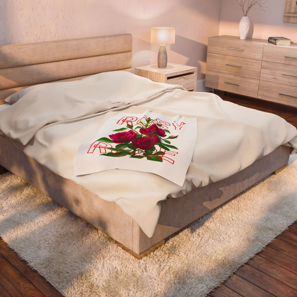 Rosy Rose Velvet Plush Blanket — Floral Rose Bouquet Throw