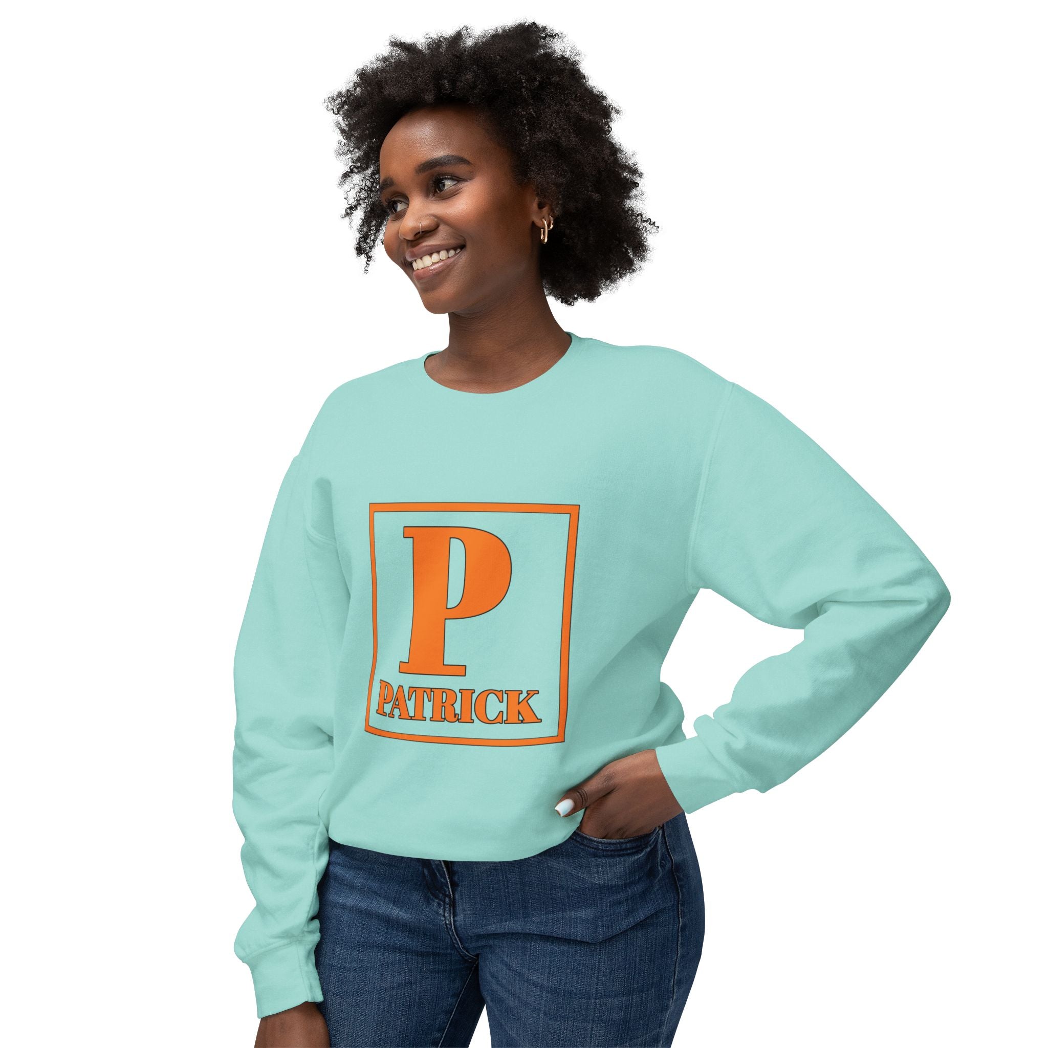 Patrick Monogram Crewneck Sweatshirt — Orange Initial 'P' Name Graphic