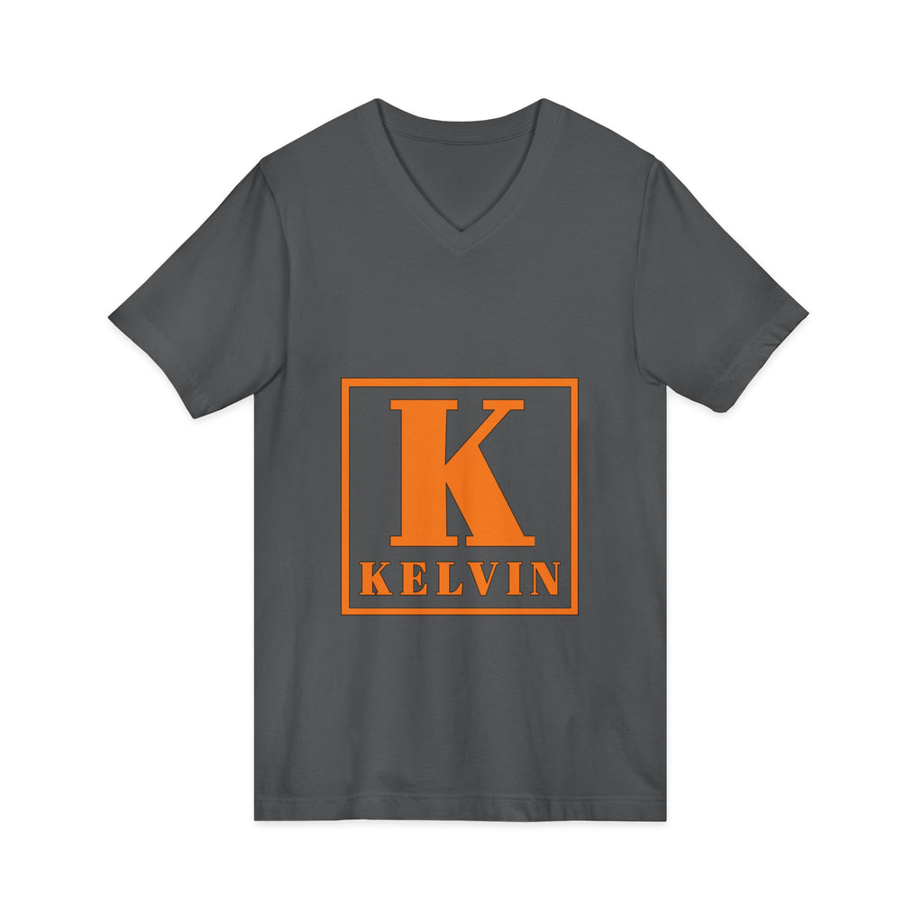 Kelvin Monogram V‑Neck Tee - Orange Initial K Shirt