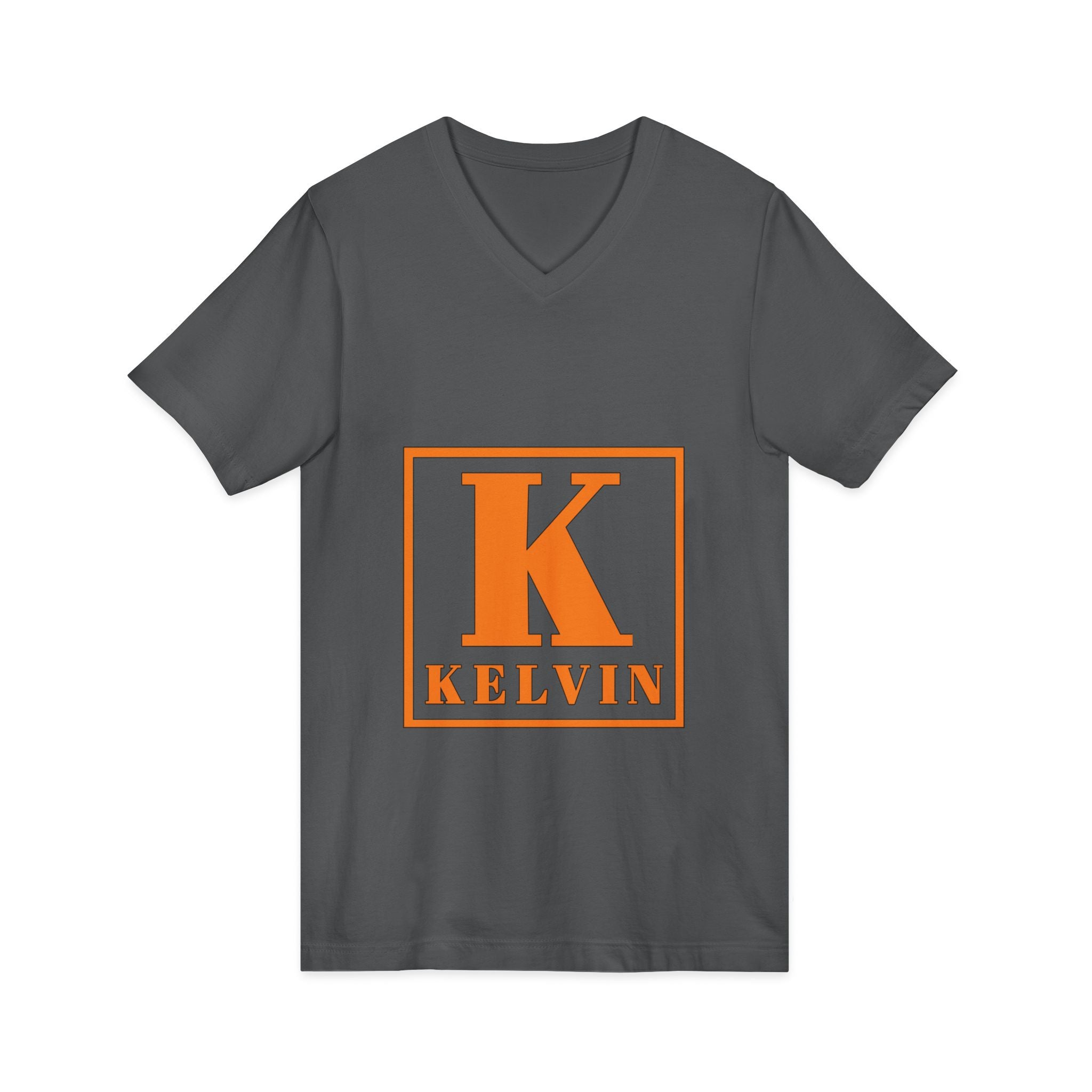 Kelvin Monogram V‑Neck Tee - Orange Initial K Shirt