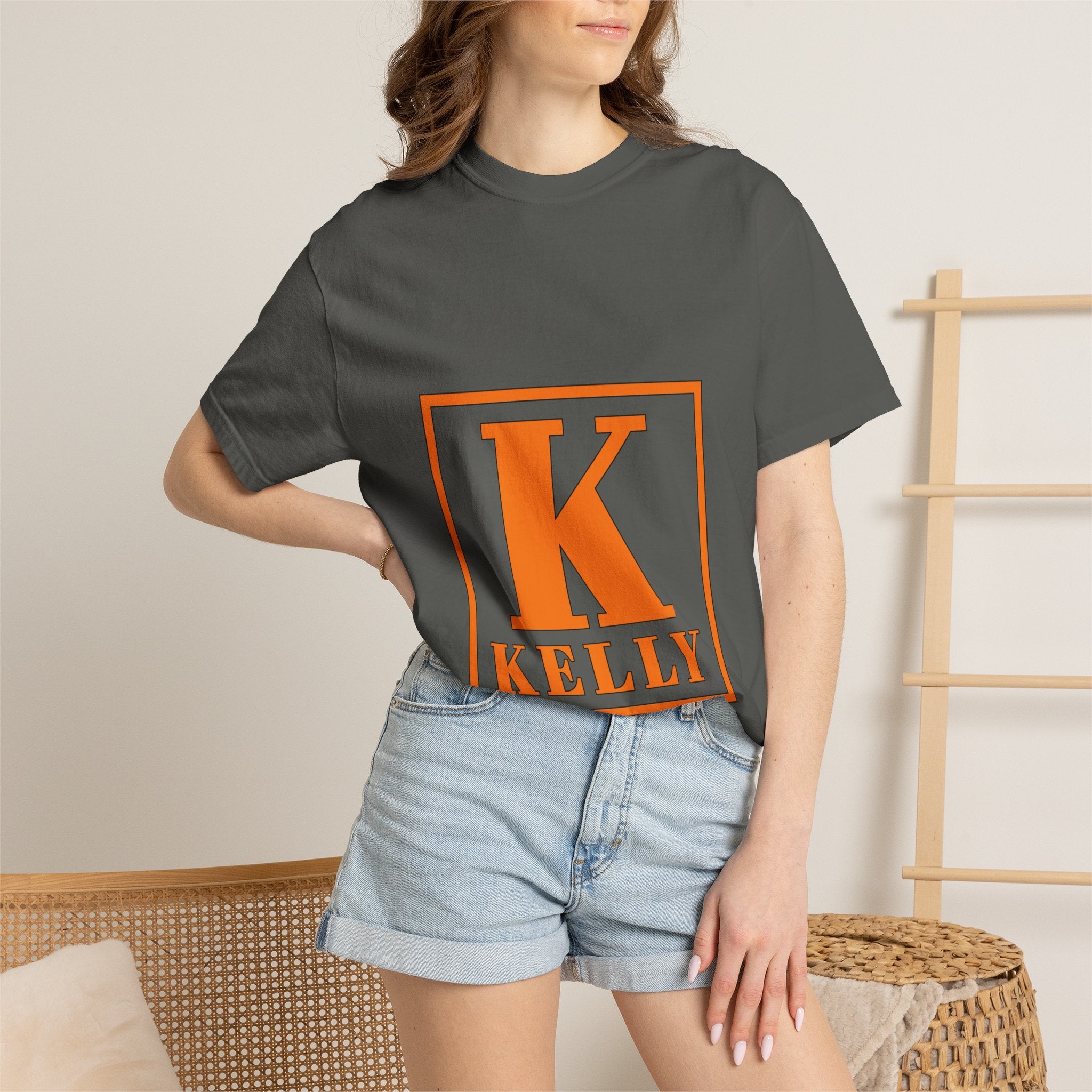 Kelly Monogram Tee — Orange Block Initial K T-Shirt