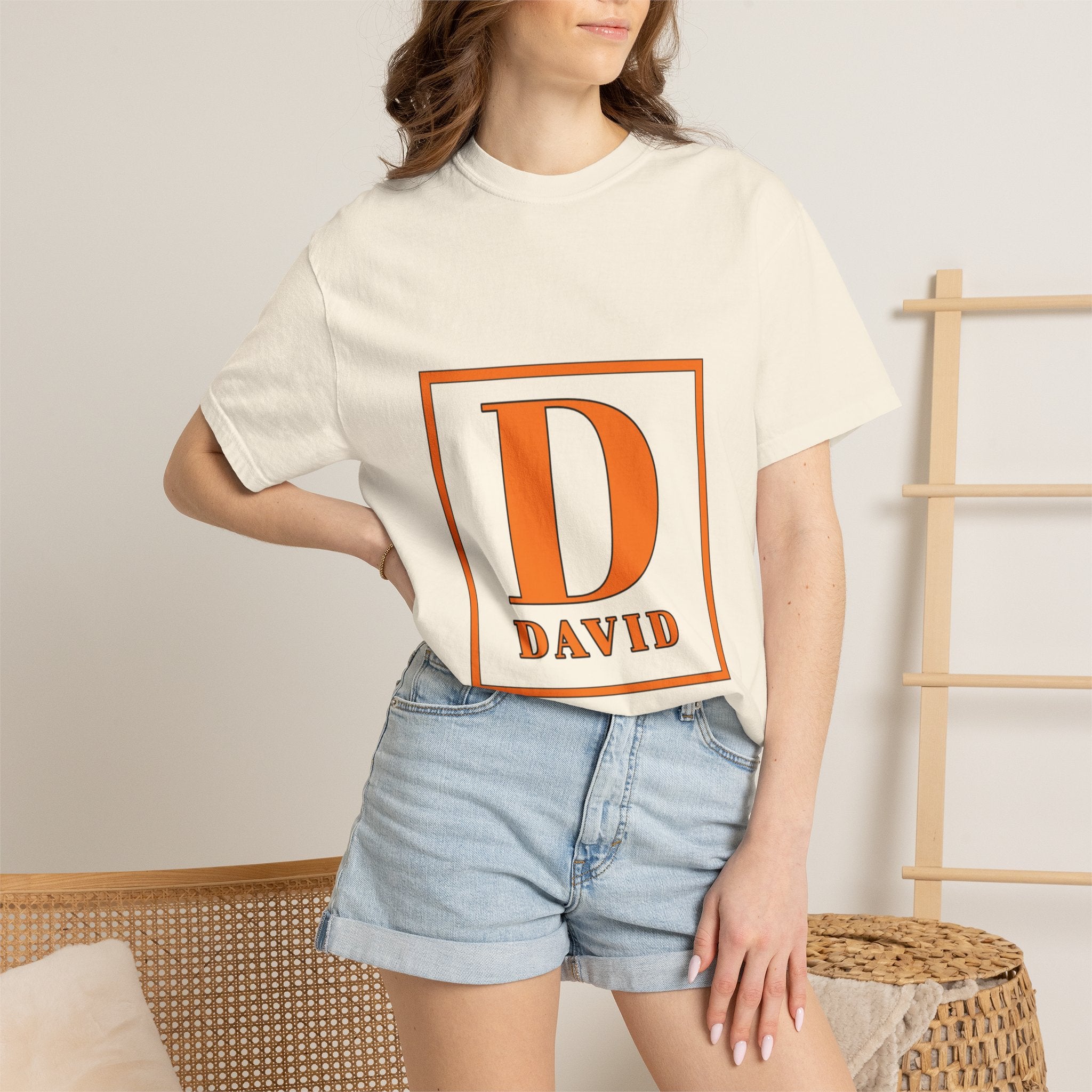 David Monogram T-Shirt — Bold Initial Box Graphic