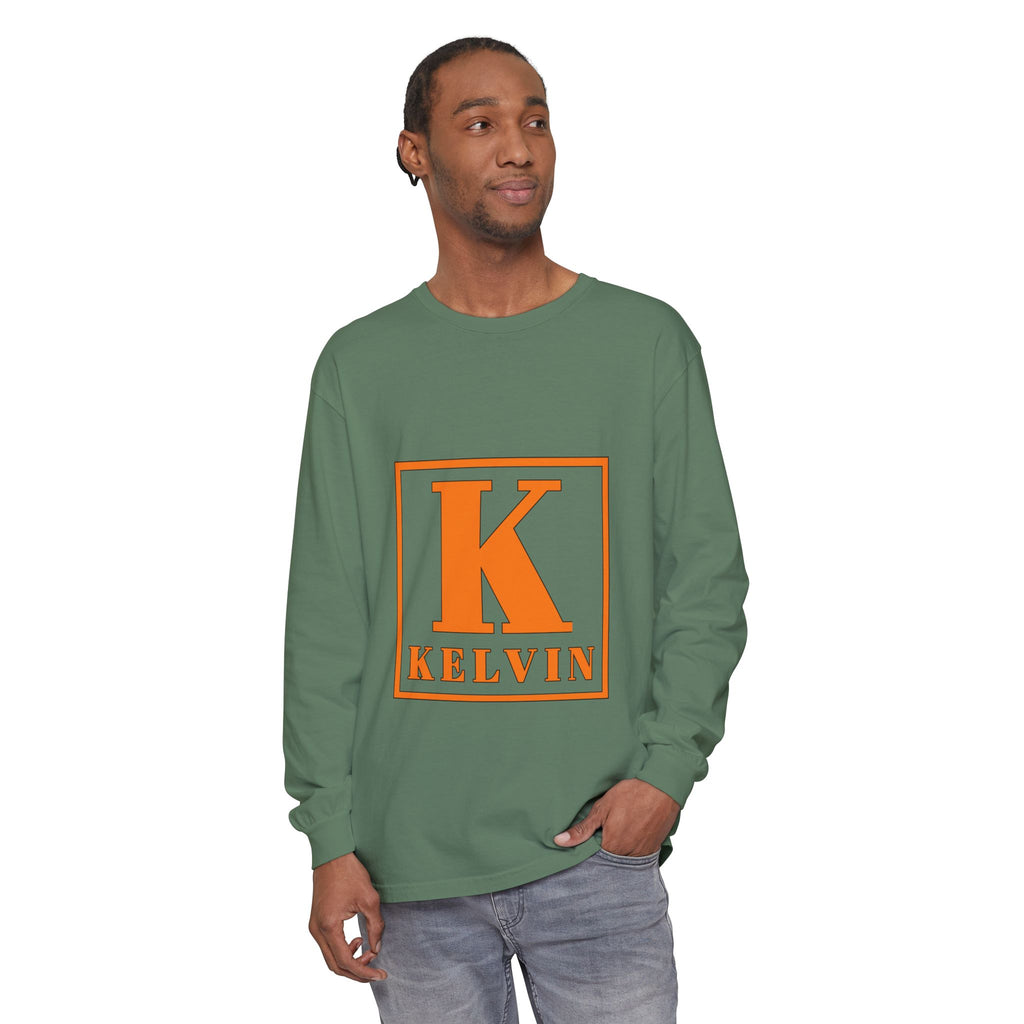 Kelvin Initial Long Sleeve Tee — Personalized K Monogram Shirt