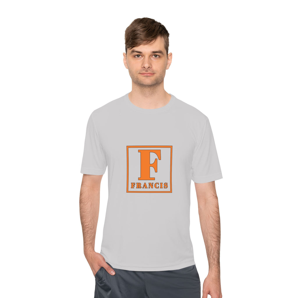 Francis Initial Tee — Orange Block Monogram Moisture-Wicking Shirt