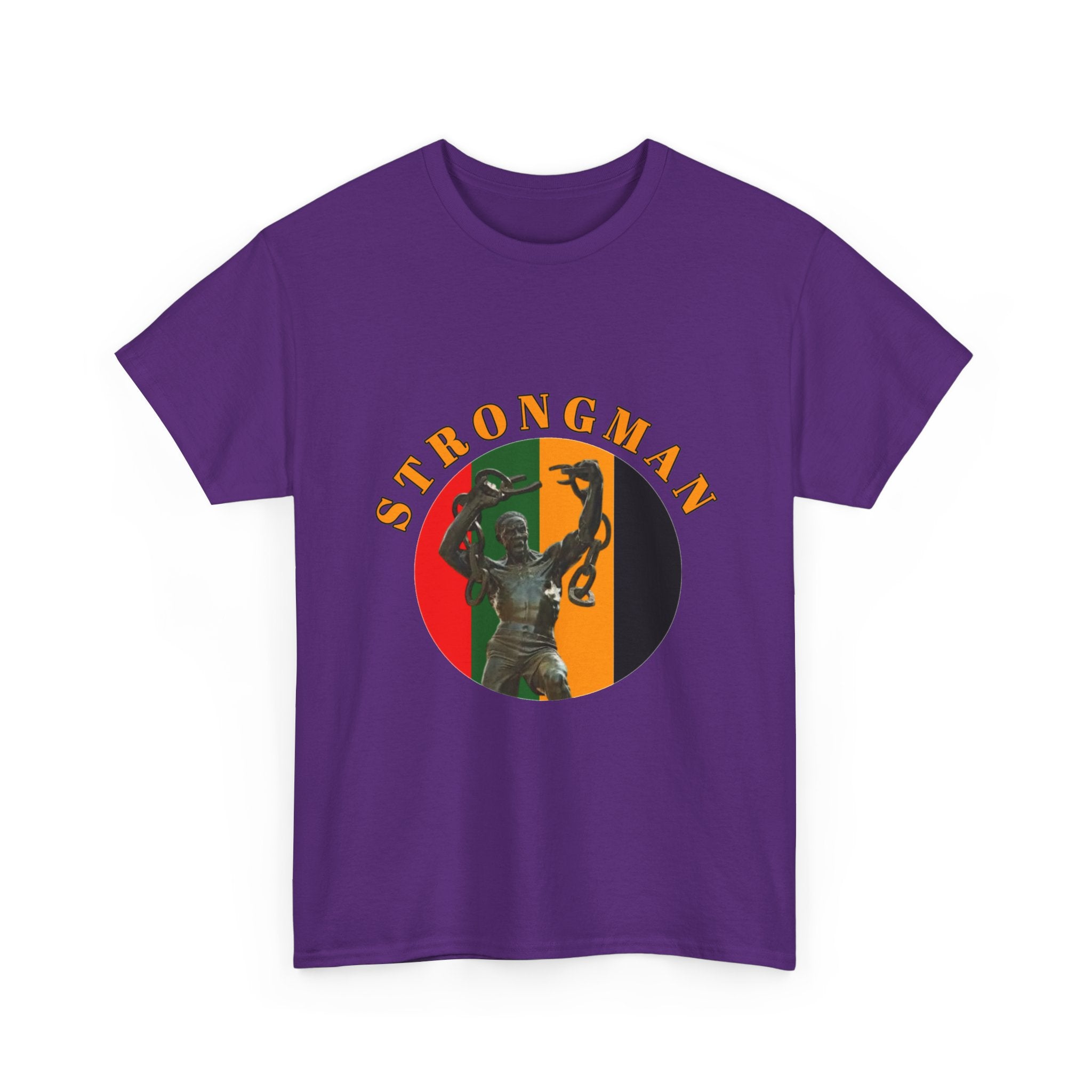 Strongman Retro Graphic Tee — Vintage Weightlifting Statue Design