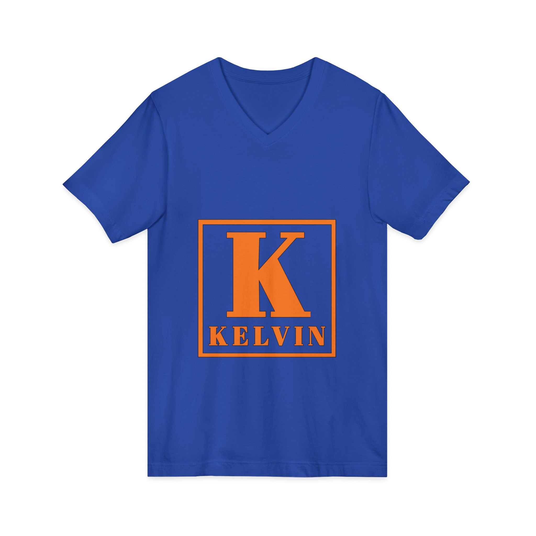 Kelvin Monogram V‑Neck Tee - Orange Initial K Shirt