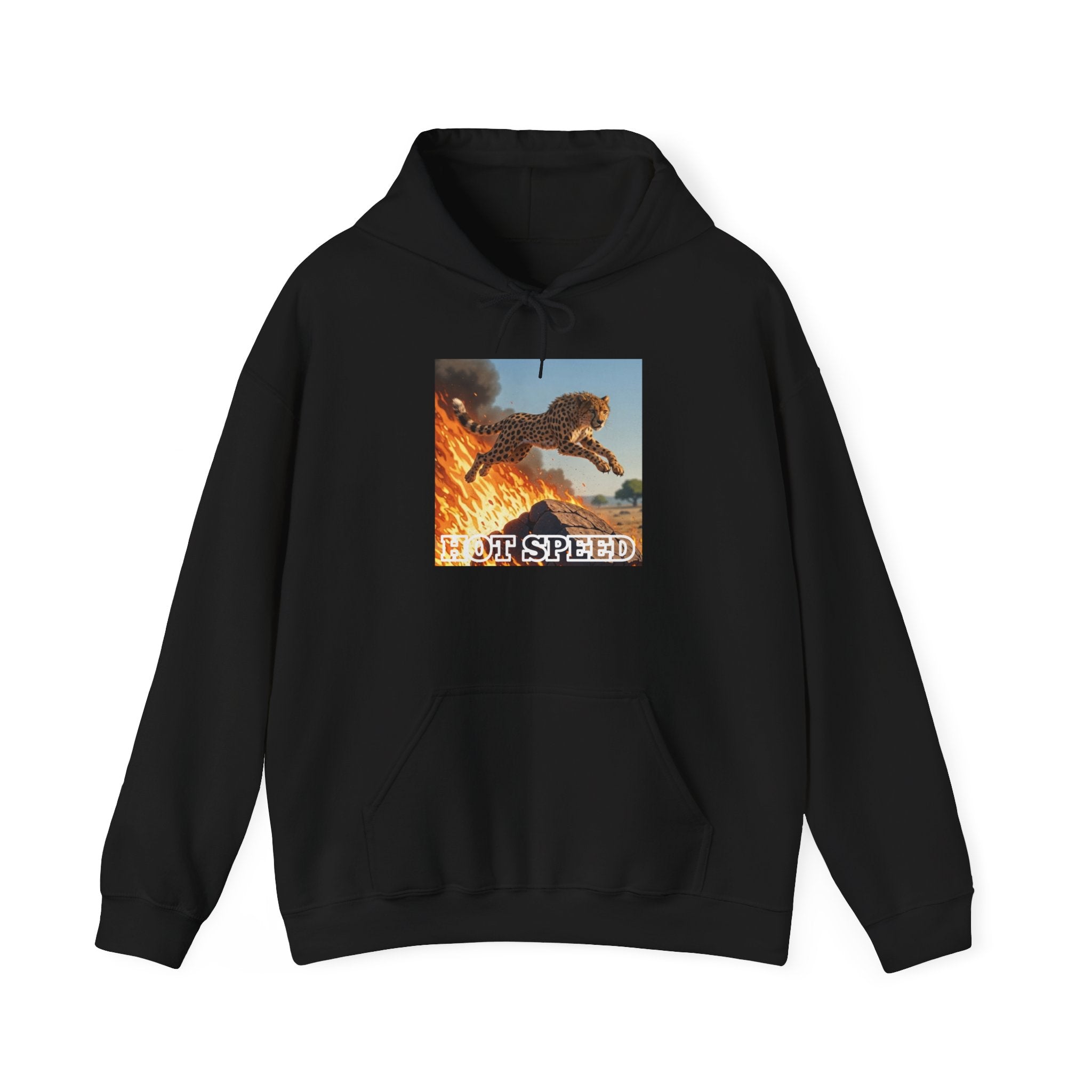 Hoodie — Vintage 'HOT SPEED' Flaming Motorcycle Rider Graphic Hoodie