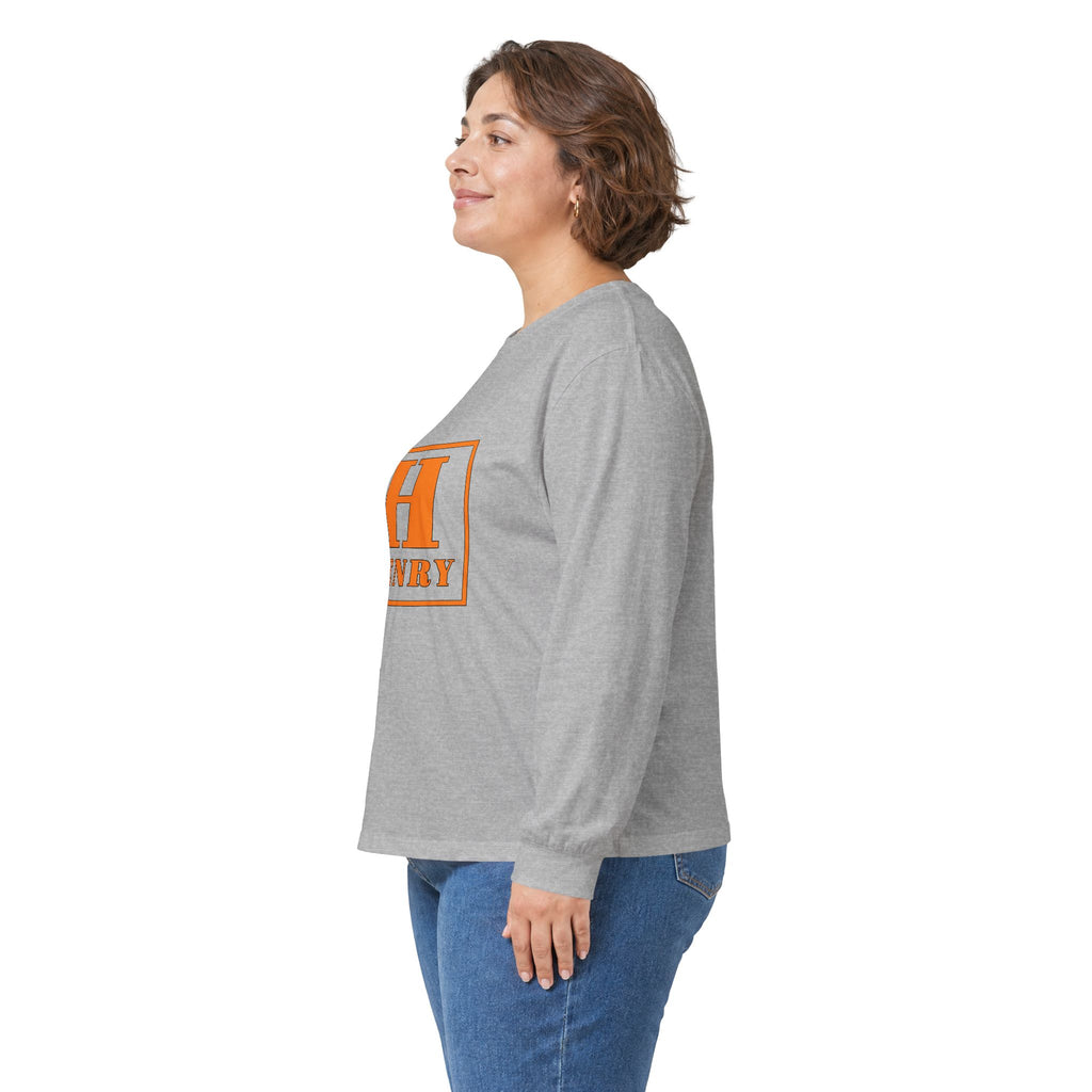 Personalized 'Henry' Initial Long Sleeve Tee — Orange Monogram Shirt