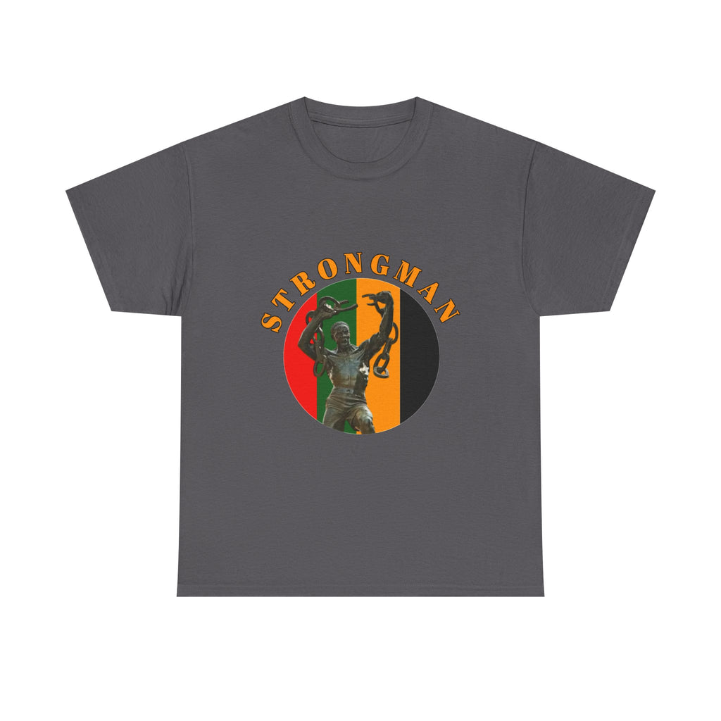 Strongman Retro Graphic Tee — Vintage Weightlifting Statue Design