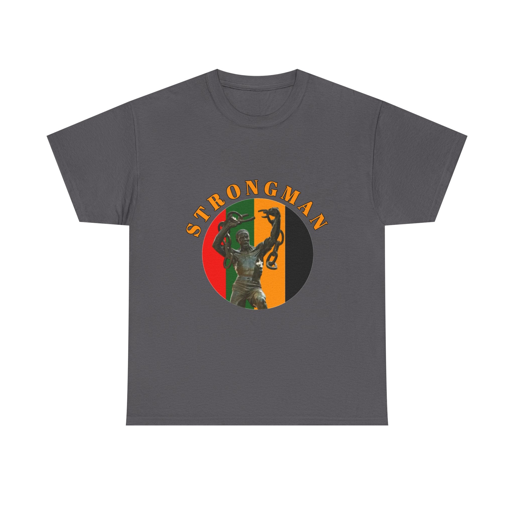 Strongman Retro Graphic Tee — Vintage Weightlifting Statue Design