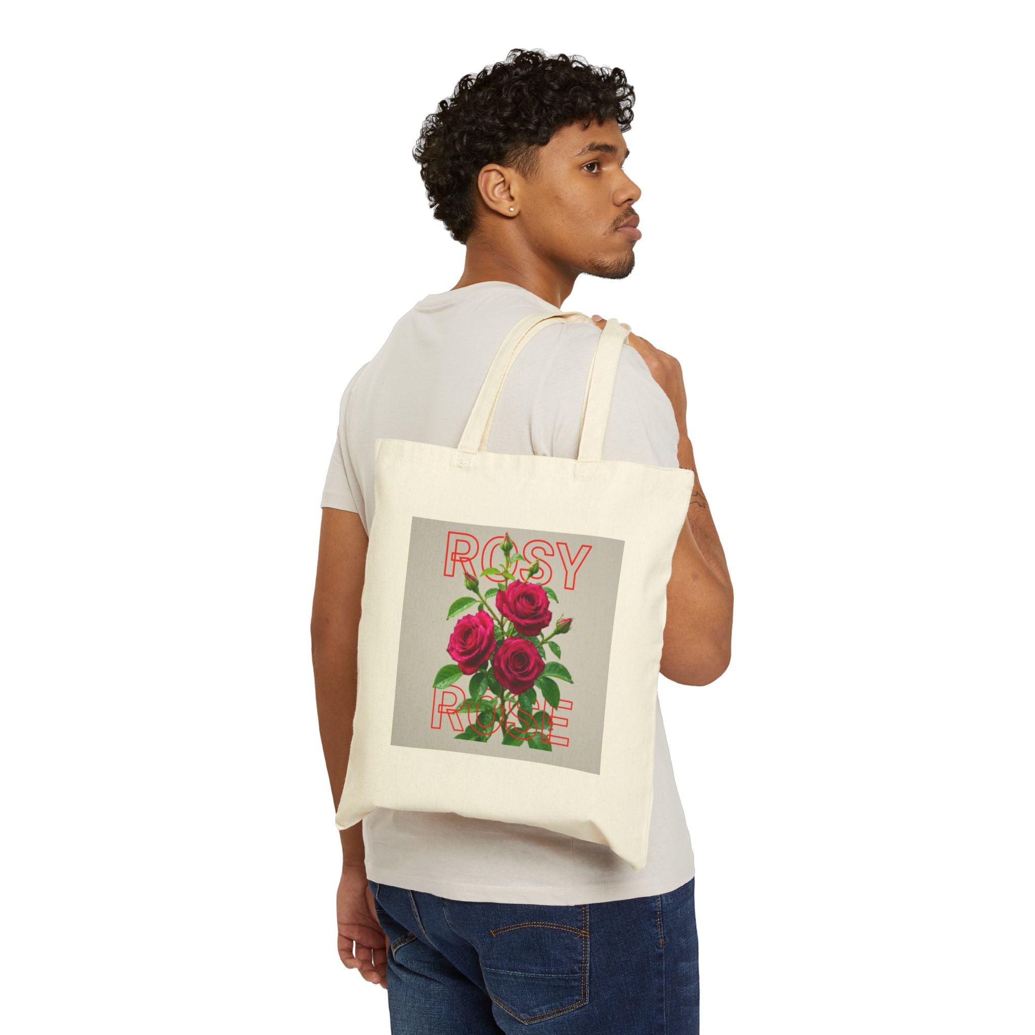 Rosy Rose Tote Bag — Vintage Floral Canvas Grocery & Market Tote