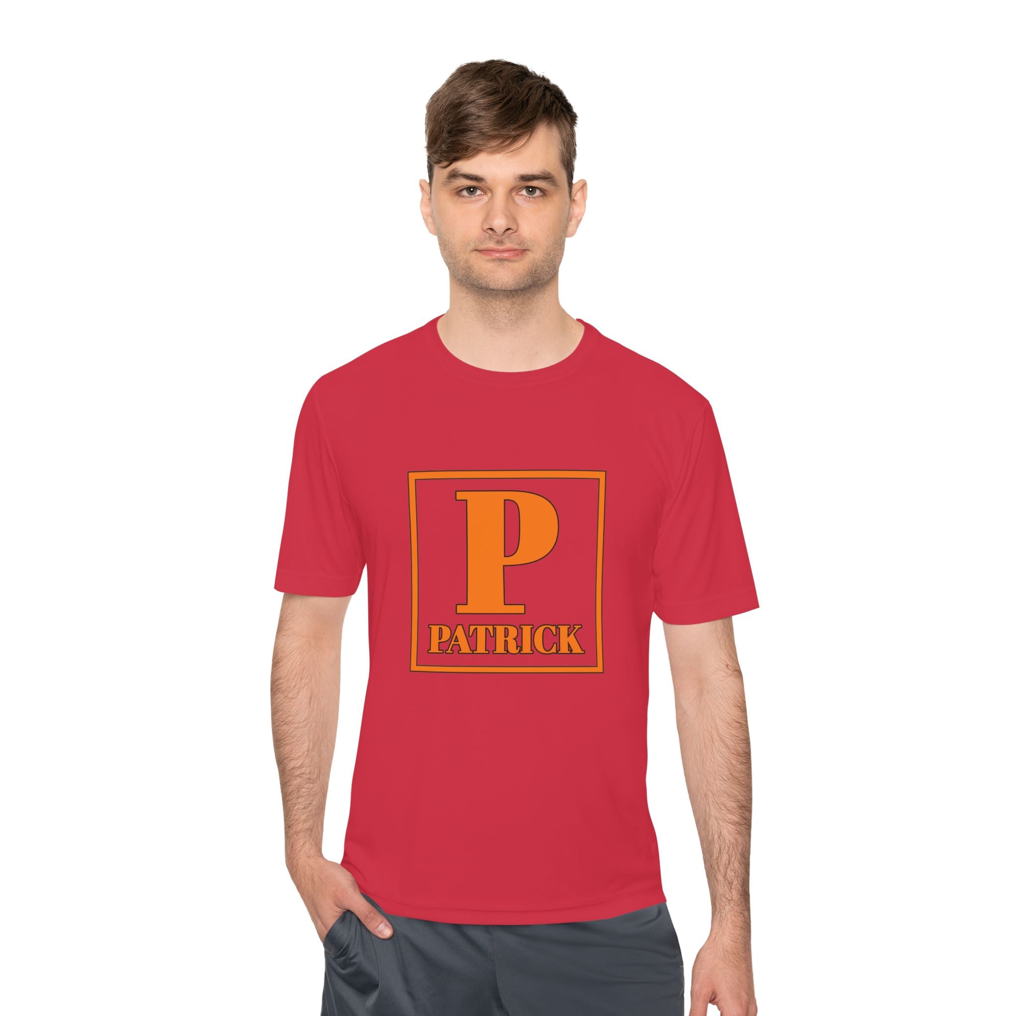 Patrick Monogram Tee — Orange Block Initial Shirt