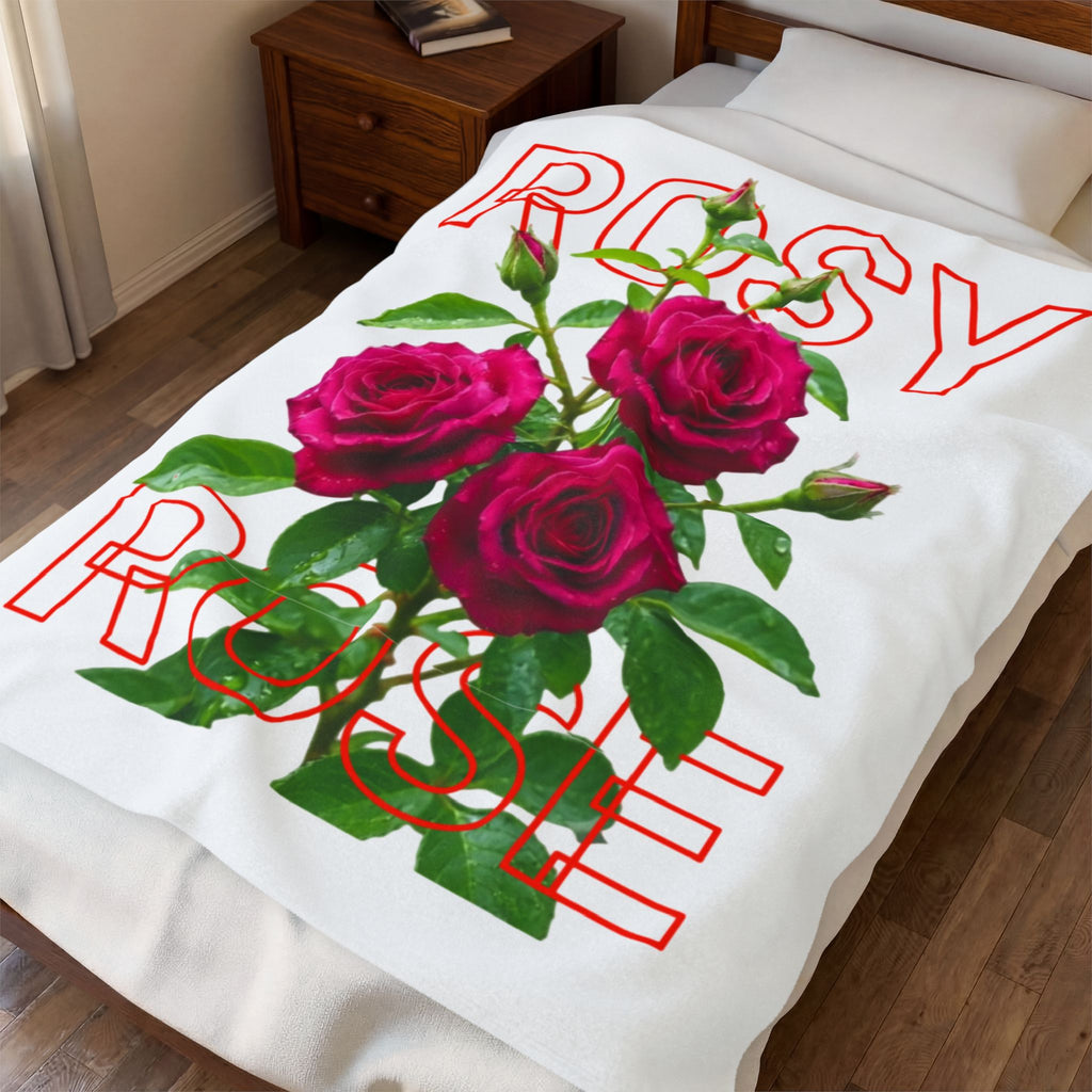 Rosy Rose Velvet Plush Blanket — Floral Rose Bouquet Throw