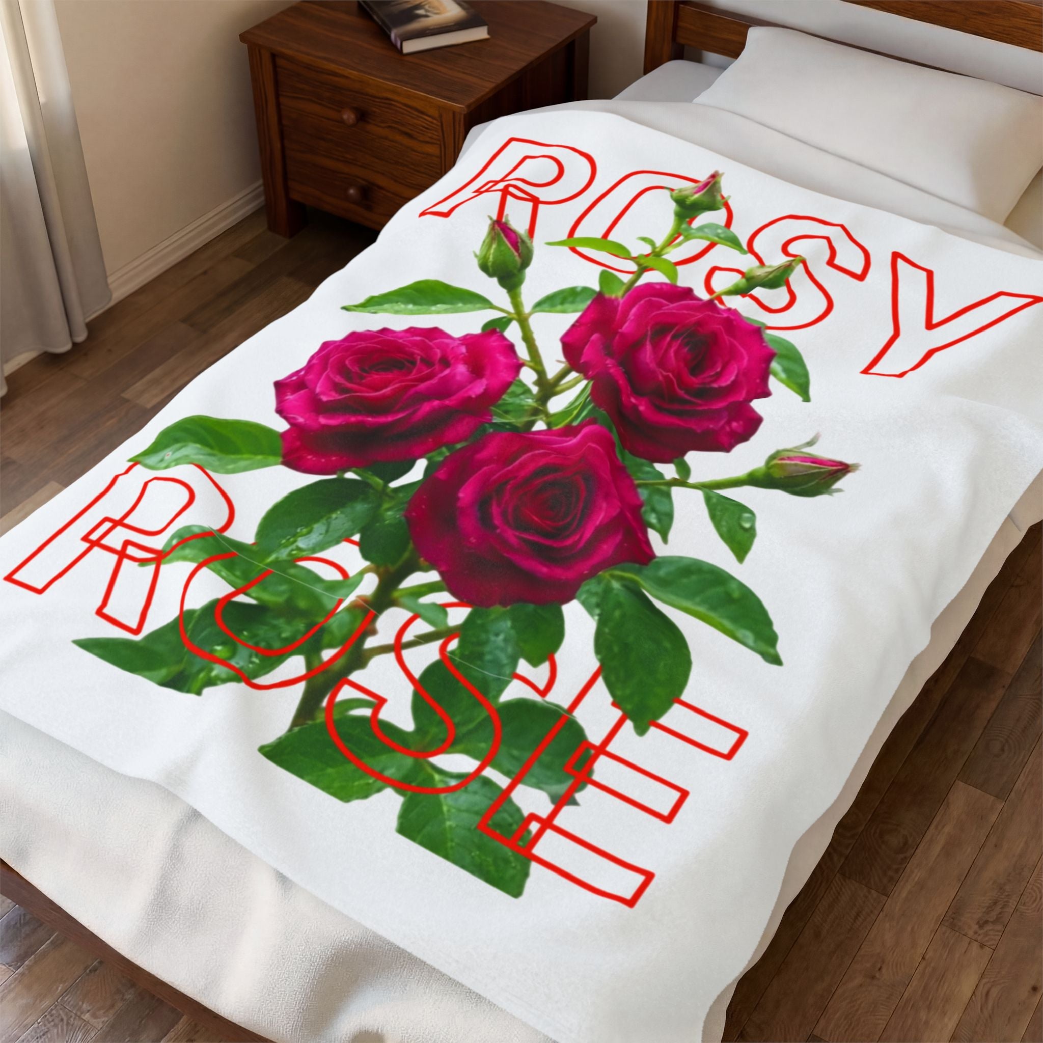 Rosy Rose Velvet Plush Blanket — Floral Rose Bouquet Throw