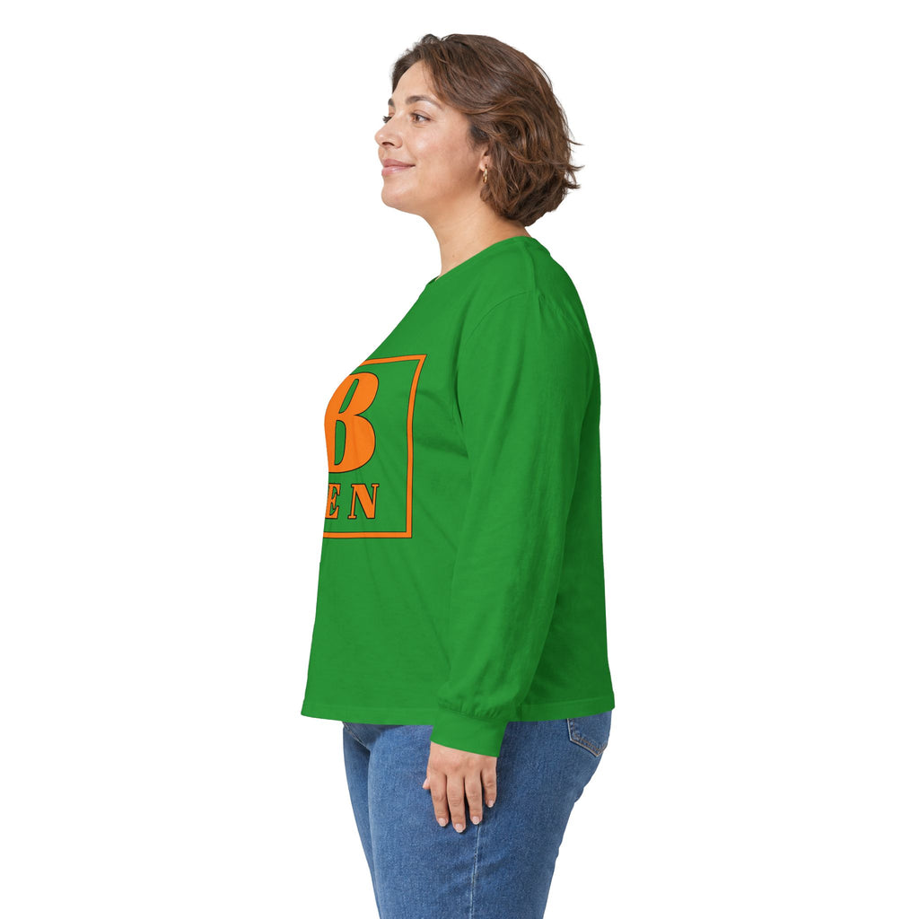 Ben Monogram Long Sleeve Tee — Orange Block Initial B Shirt