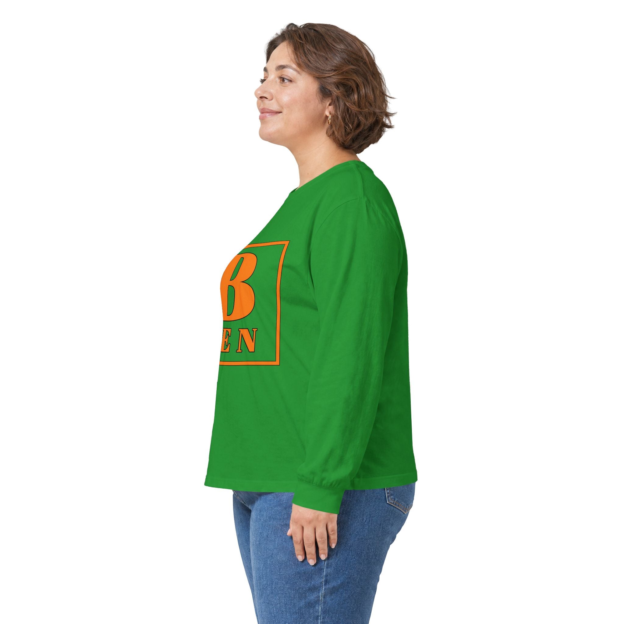 Ben Monogram Long Sleeve Tee — Orange Block Initial B Shirt