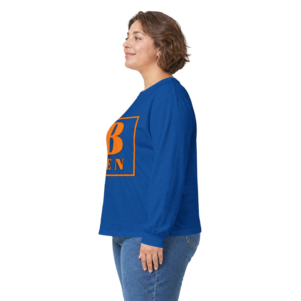 Ben Monogram Long Sleeve Tee — Orange Block Initial B Shirt