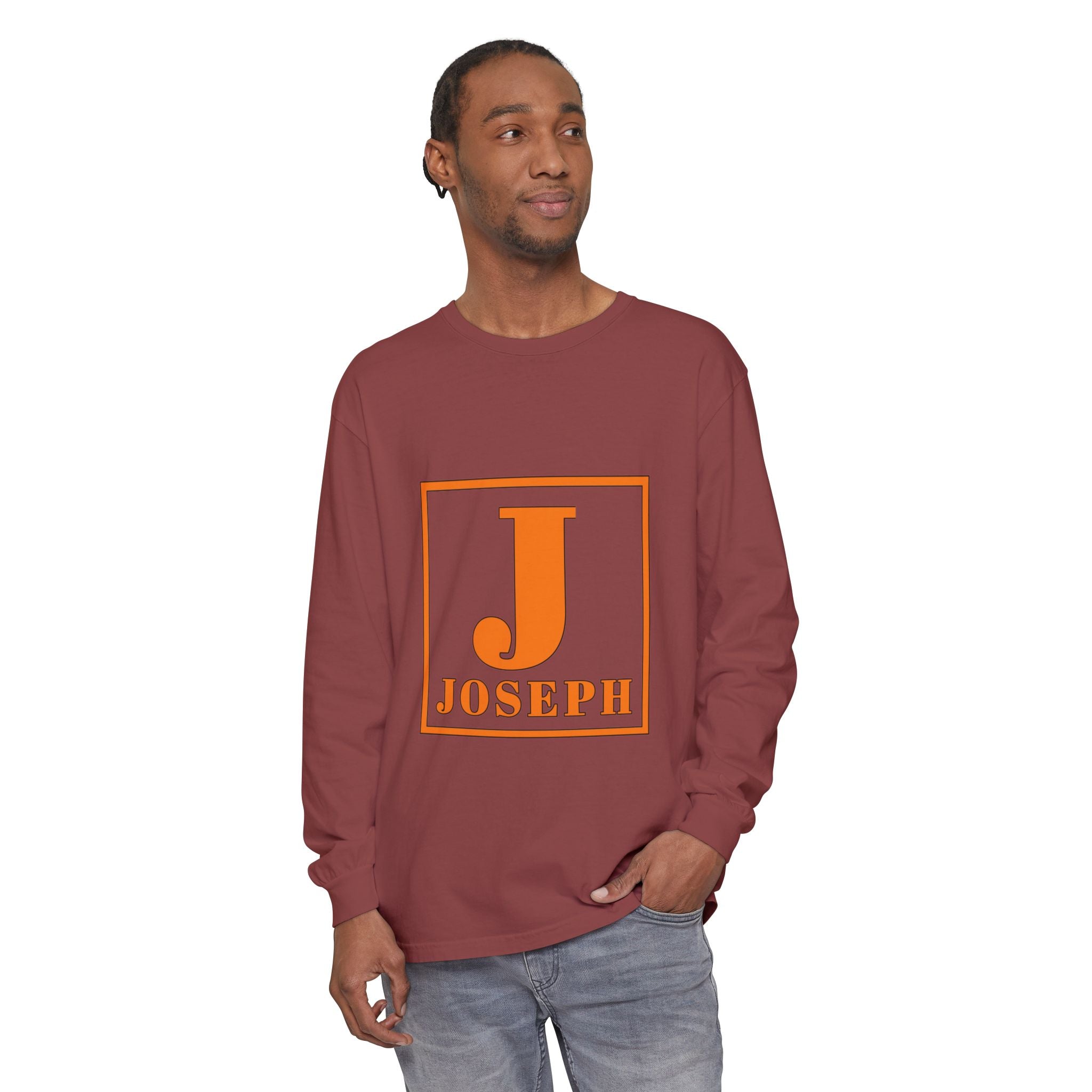 Personalized 'J' Name Long Sleeve Tee — Joseph Initial Graphic