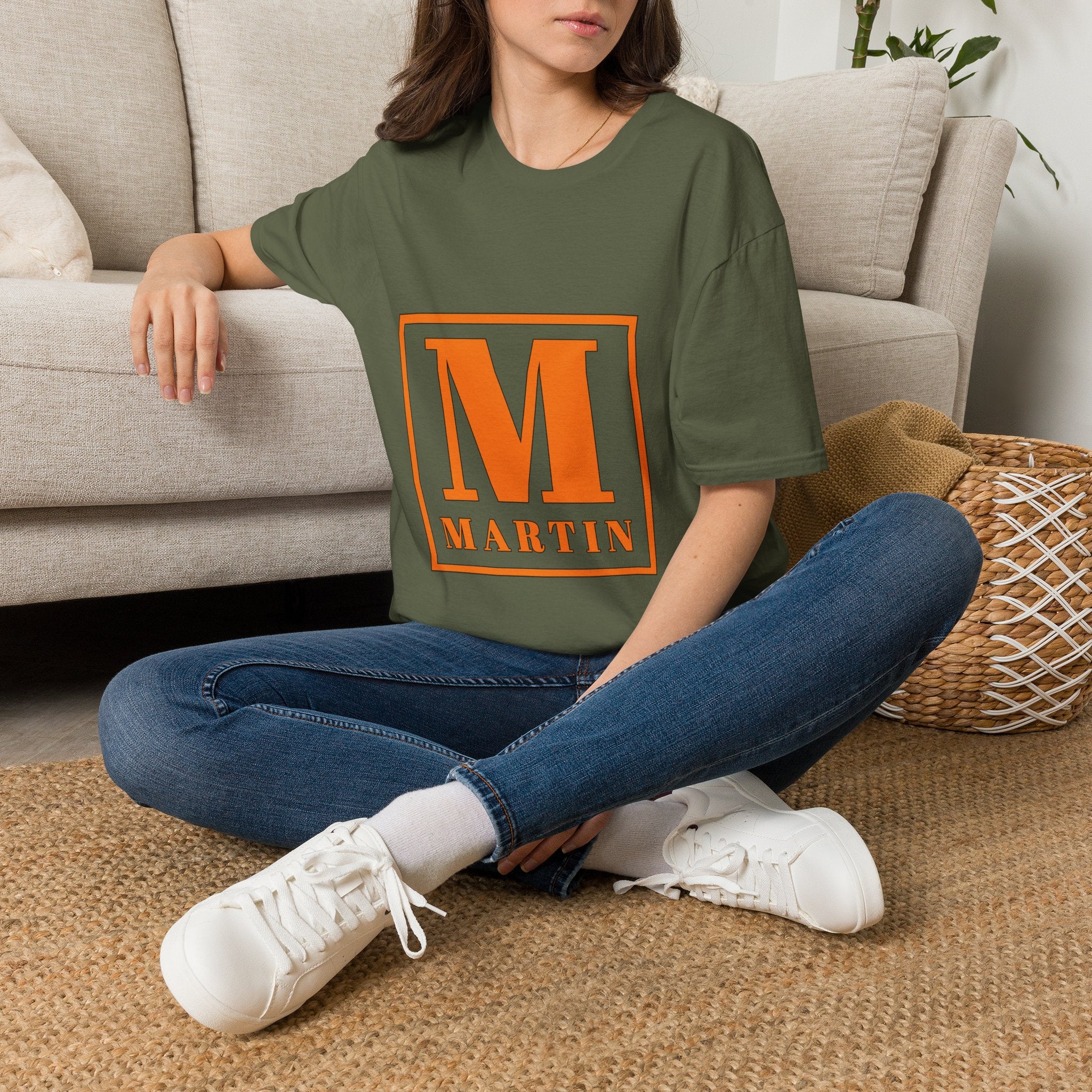 Monogram M Martin T‑Shirt — Orange Block Initial Tee