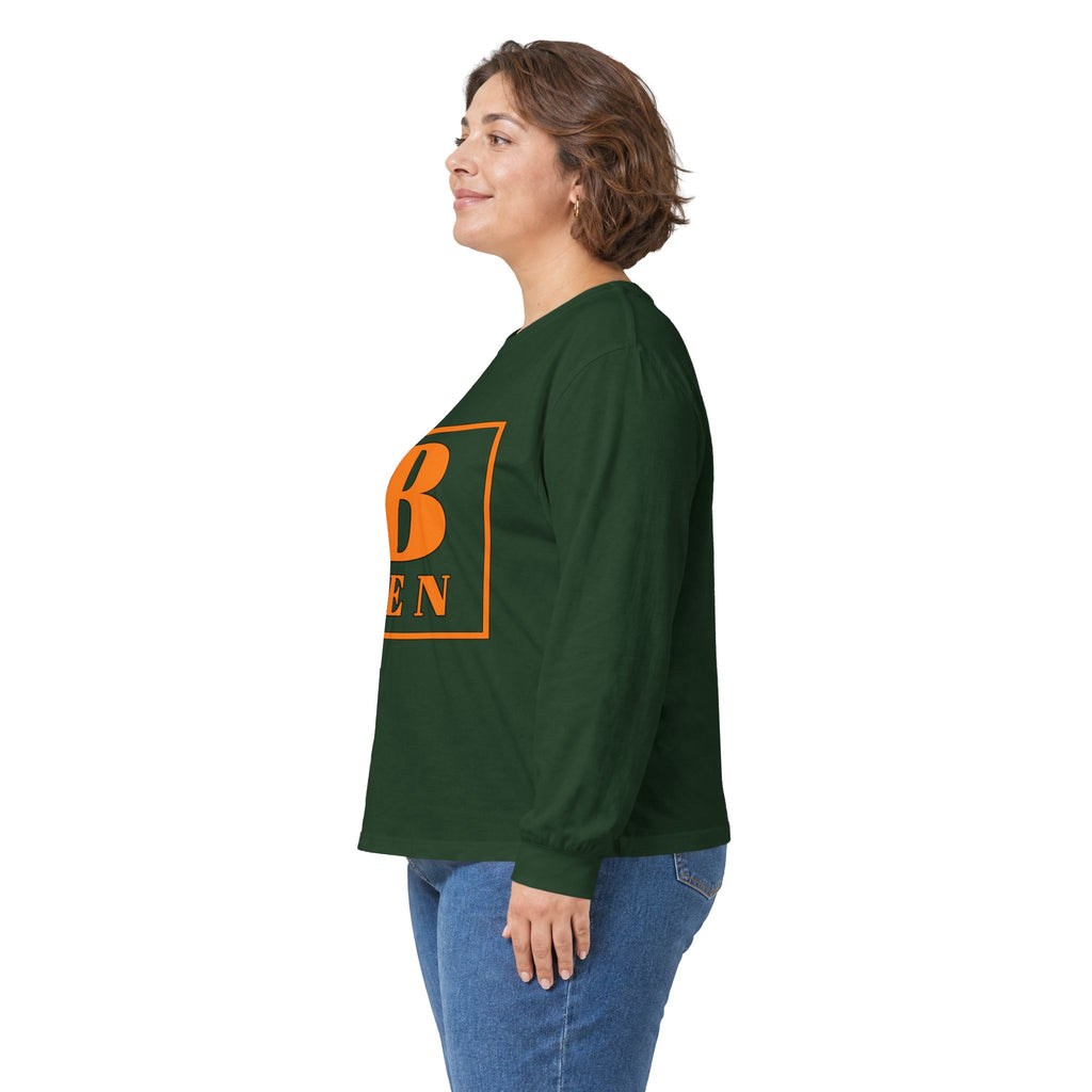 Ben Monogram Long Sleeve Tee — Orange Block Initial B Shirt